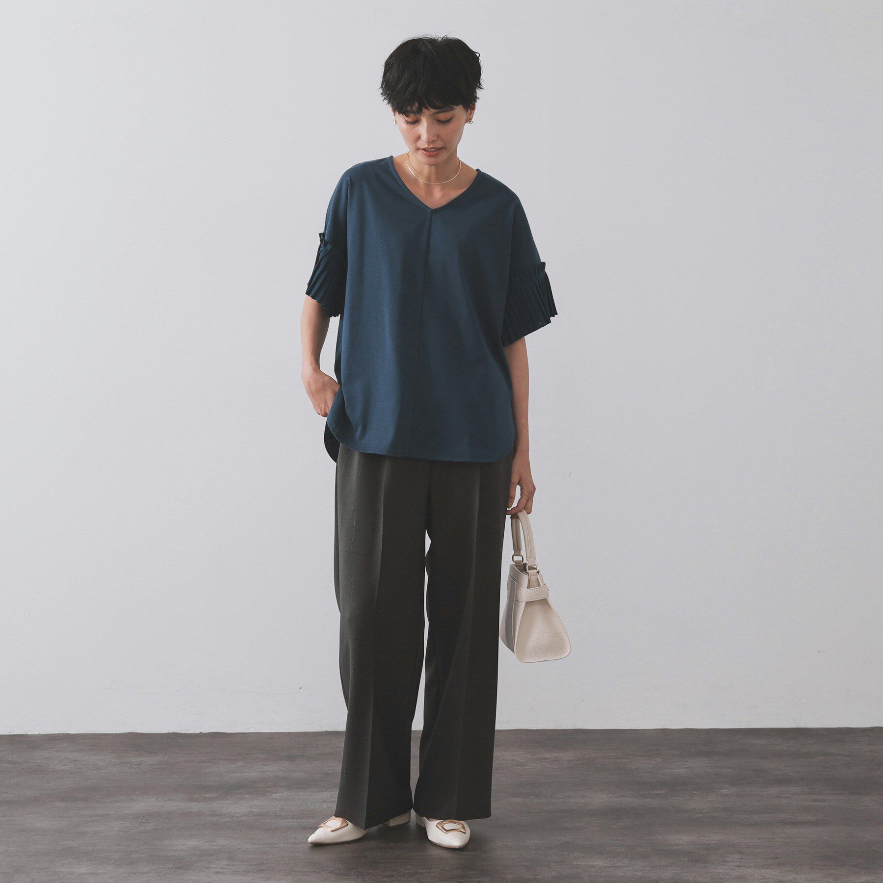 OPAQUE.CLIP「ラメストライプイージーワイドパンツ/セットアップ可【洗濯機洗い可/防シワ/吸水速乾】」|その他|