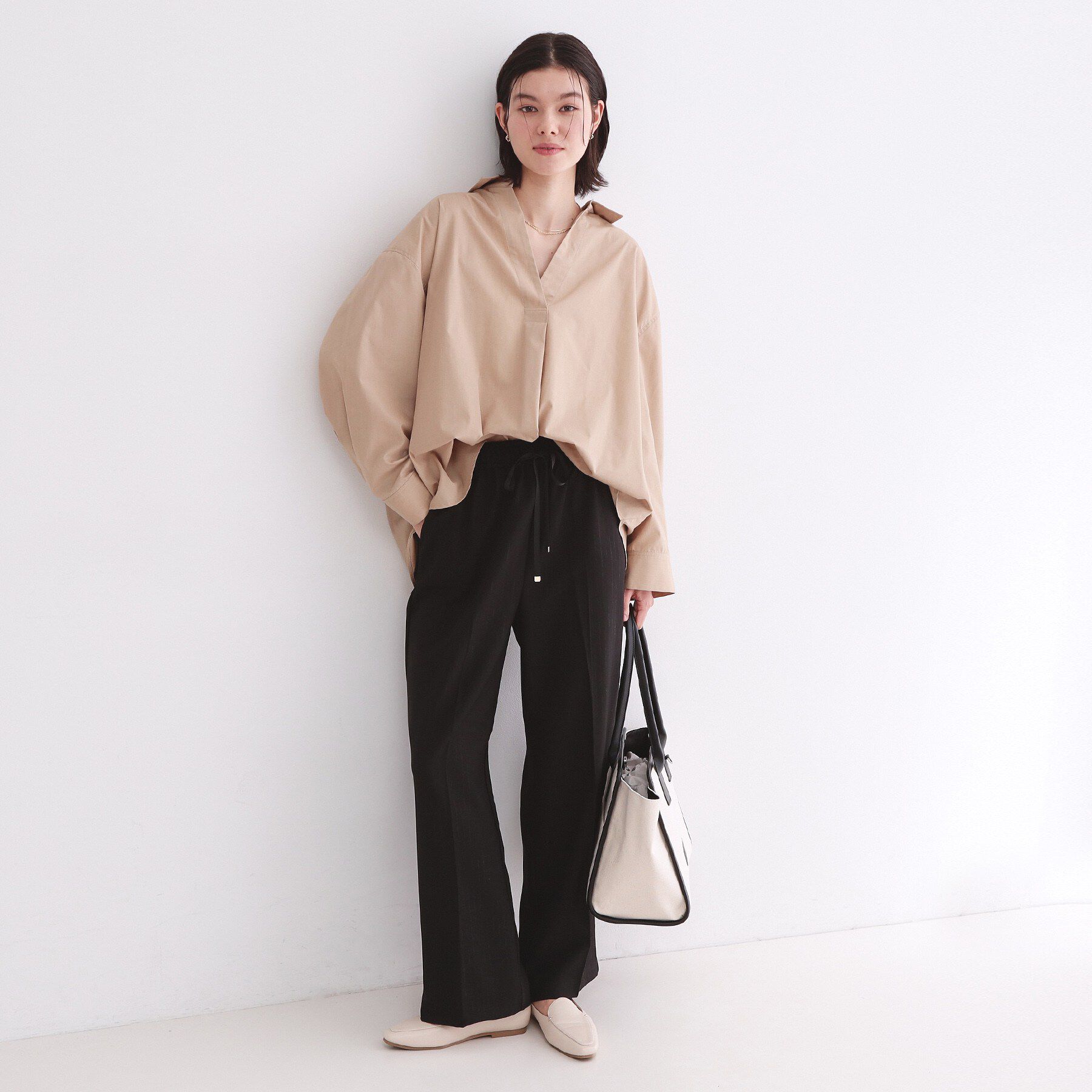 OPAQUE.CLIP「ラメストライプイージーワイドパンツ/セットアップ可【洗濯機洗い可/防シワ/吸水速乾】」|その他|