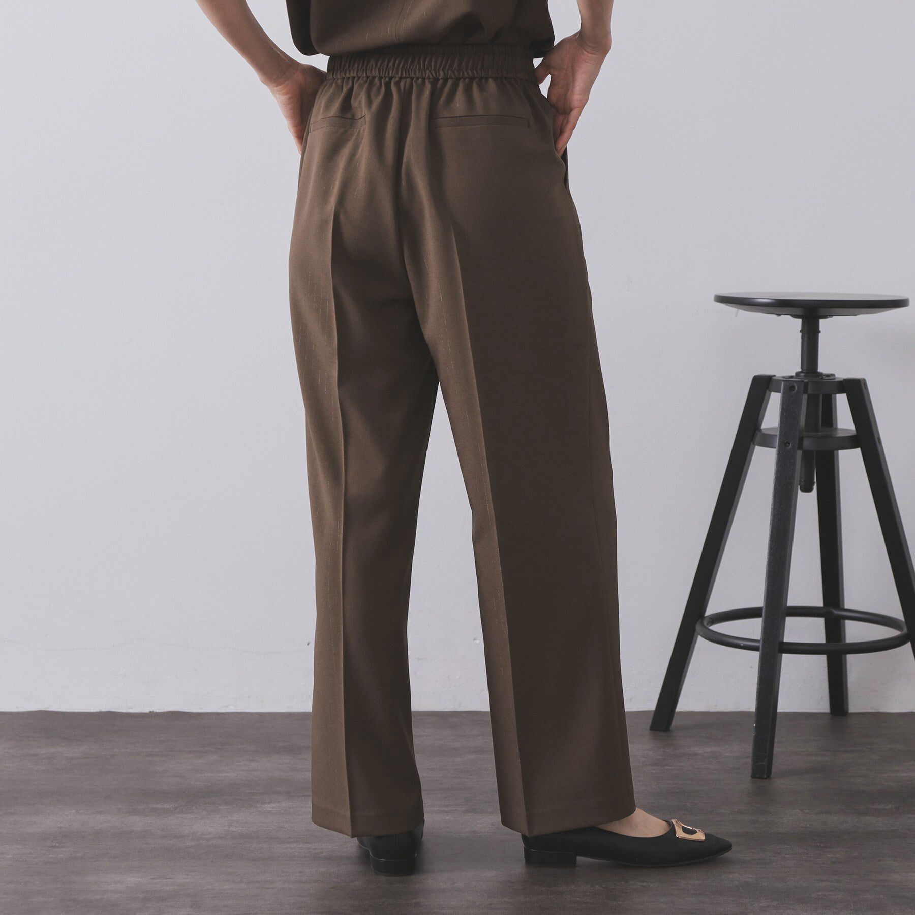 OPAQUE.CLIP「ラメストライプイージーワイドパンツ/セットアップ可【洗濯機洗い可/防シワ/吸水速乾】」|その他|