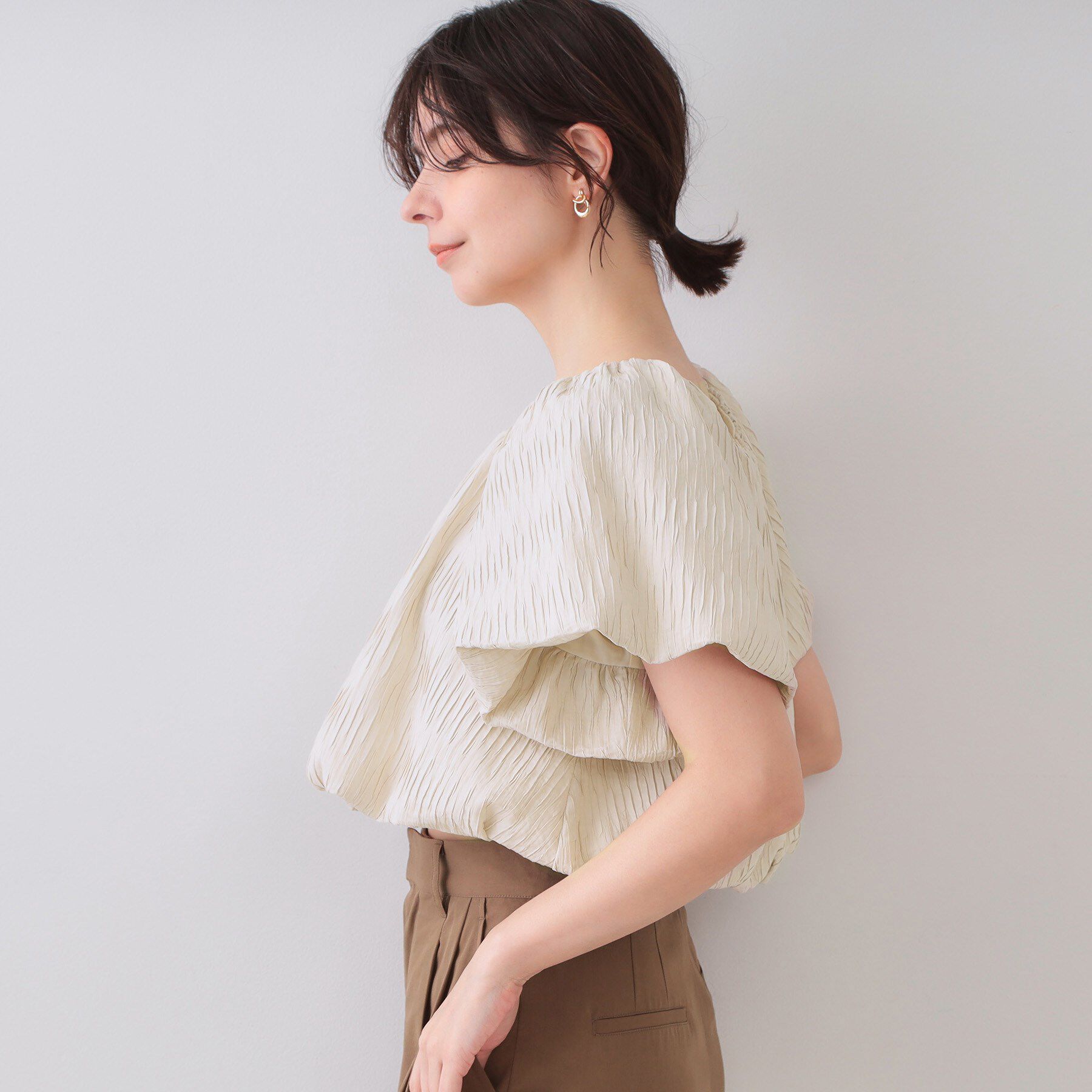 OPAQUE.CLIP「ふくれジャカードバルーンブラウス【洗濯機洗い可】」|シャツ・ブラウス|