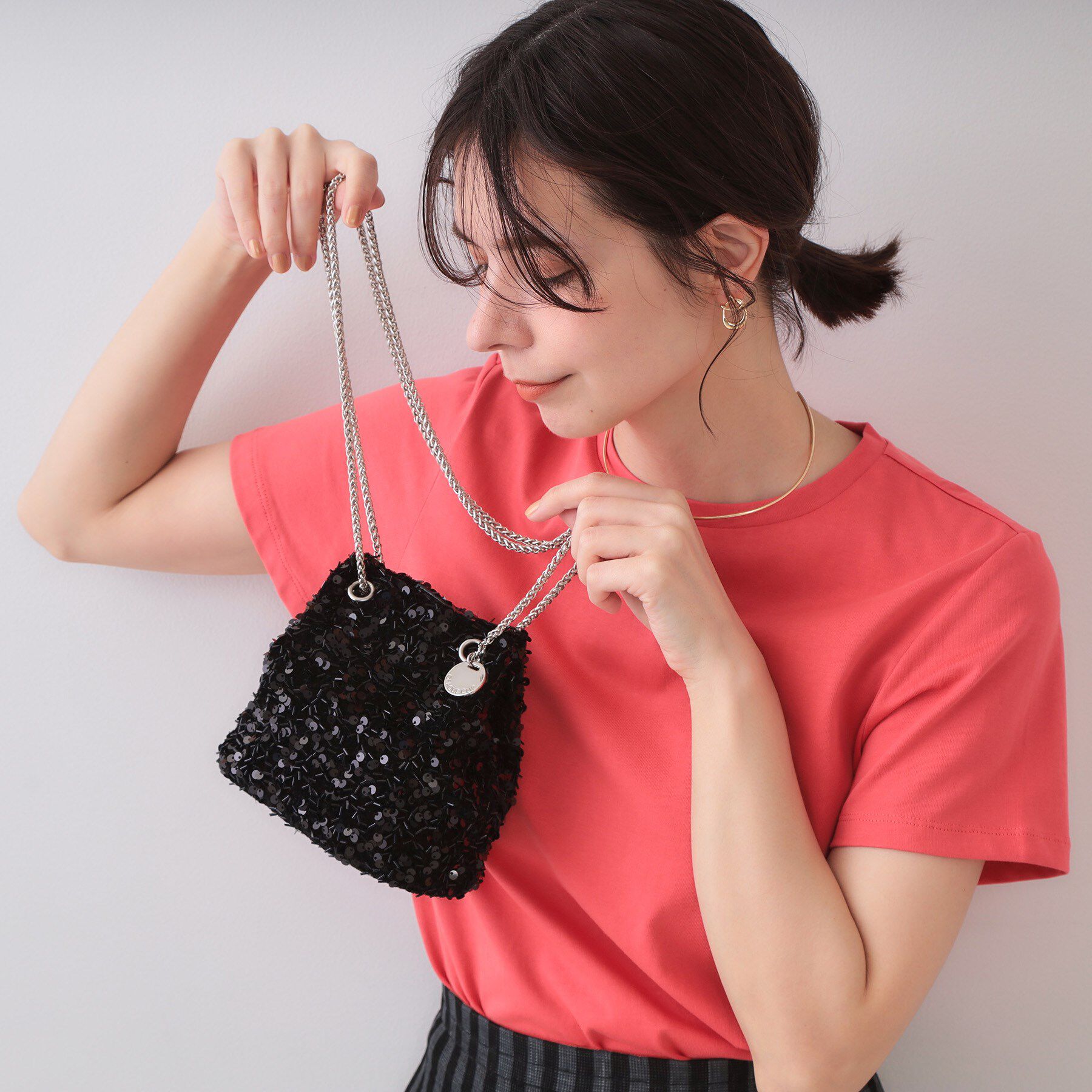 OPAQUE.CLIP「【2WAY】素材アソートシャイニー巾着ミニショルダーバッグ」|ショルダー・メッセンジャー|