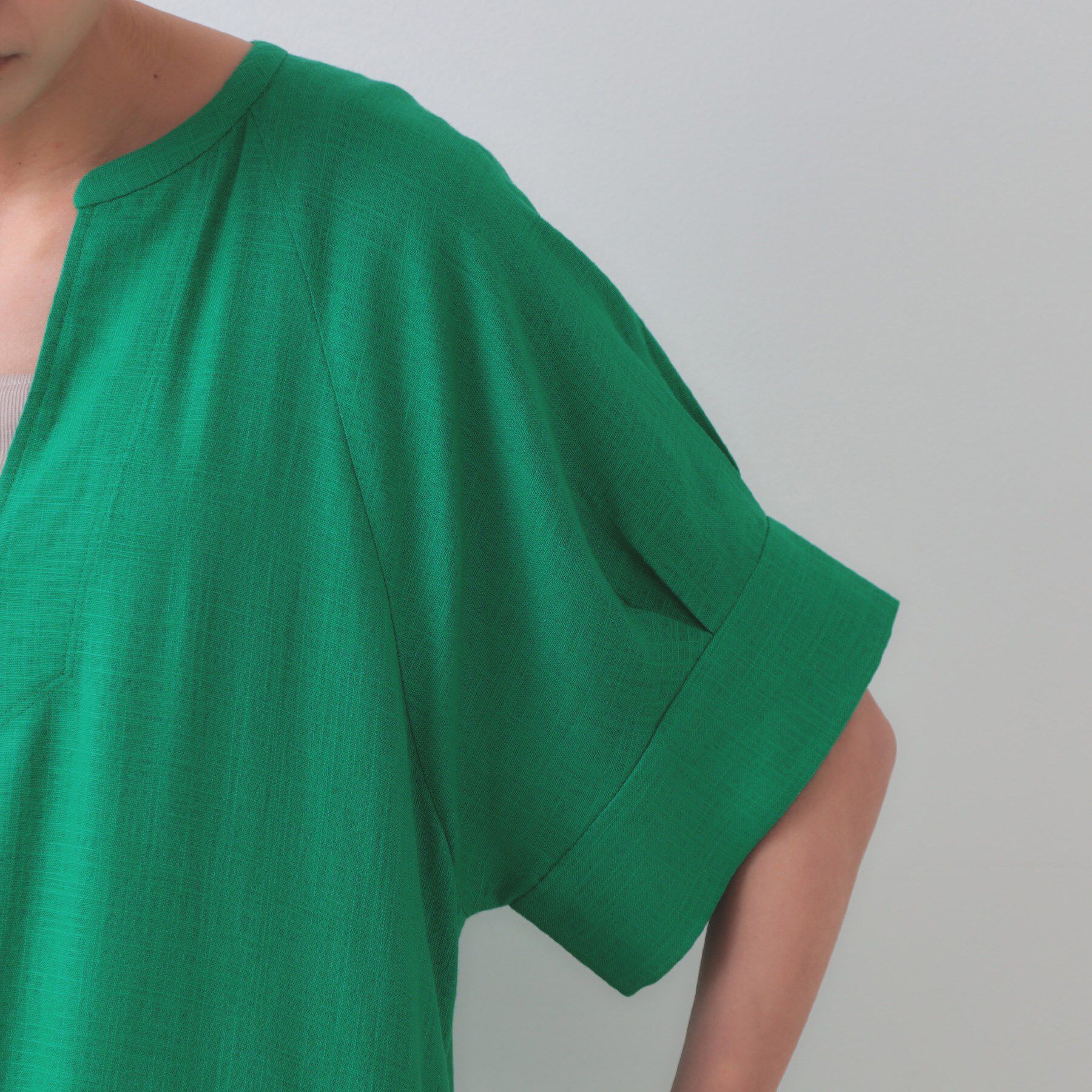 OPAQUE.CLIP「レーヨン麻キーネックワンピース【洗える】」|ワンピース|