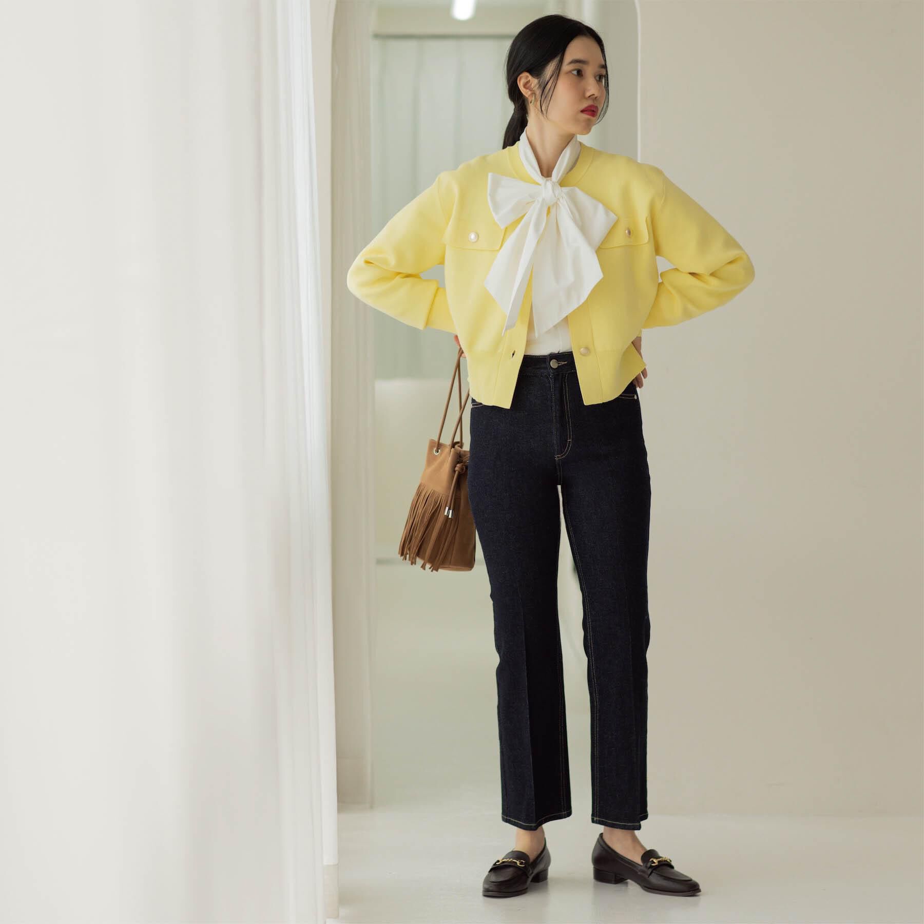 OPAQUE.CLIP「ストレッチセミフレアデニム【洗濯機洗い可】《SS～LL》」|デニム|