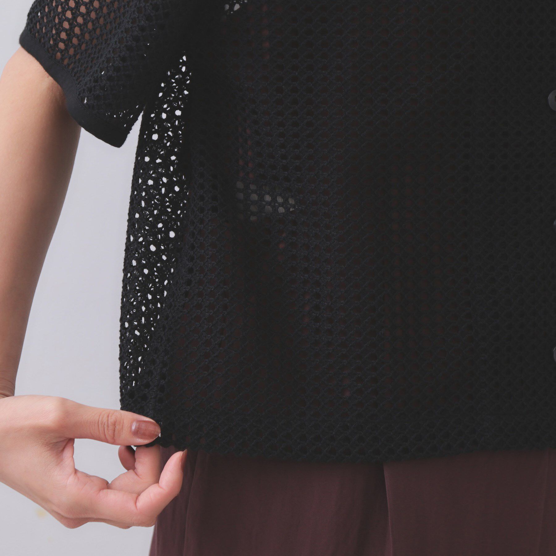 OPAQUE.CLIP「メッシュ開襟シャツ【洗濯機洗い可】」|シャツ・ブラウス|