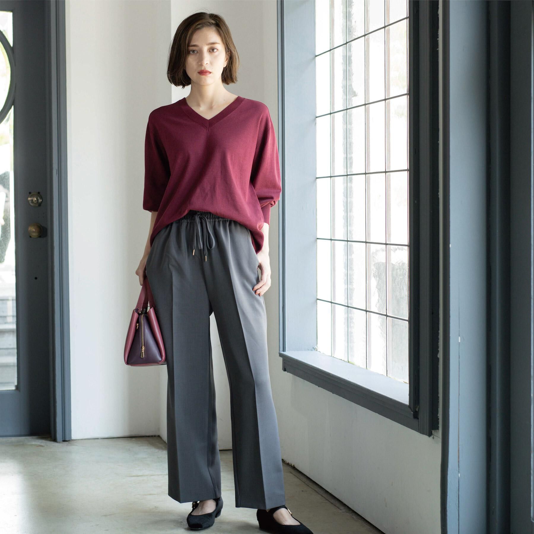 OPAQUE.CLIP「リラクシーVネックニット【洗濯機洗OK】《6col》」|ニット・セーター|