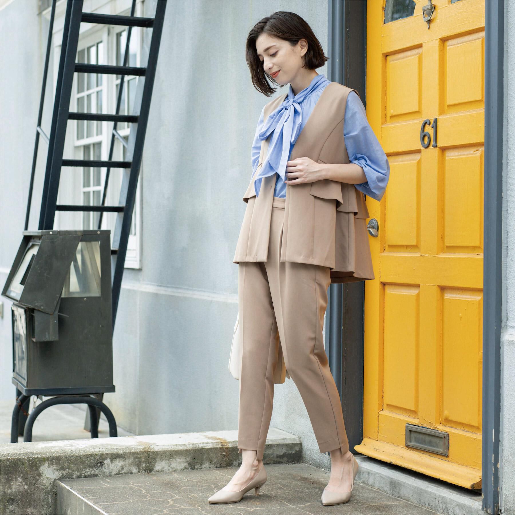 OPAQUE.CLIP「フリルペプラムジレ/セットアップ対応可【洗濯機洗い可】」|ベスト・ジレ|