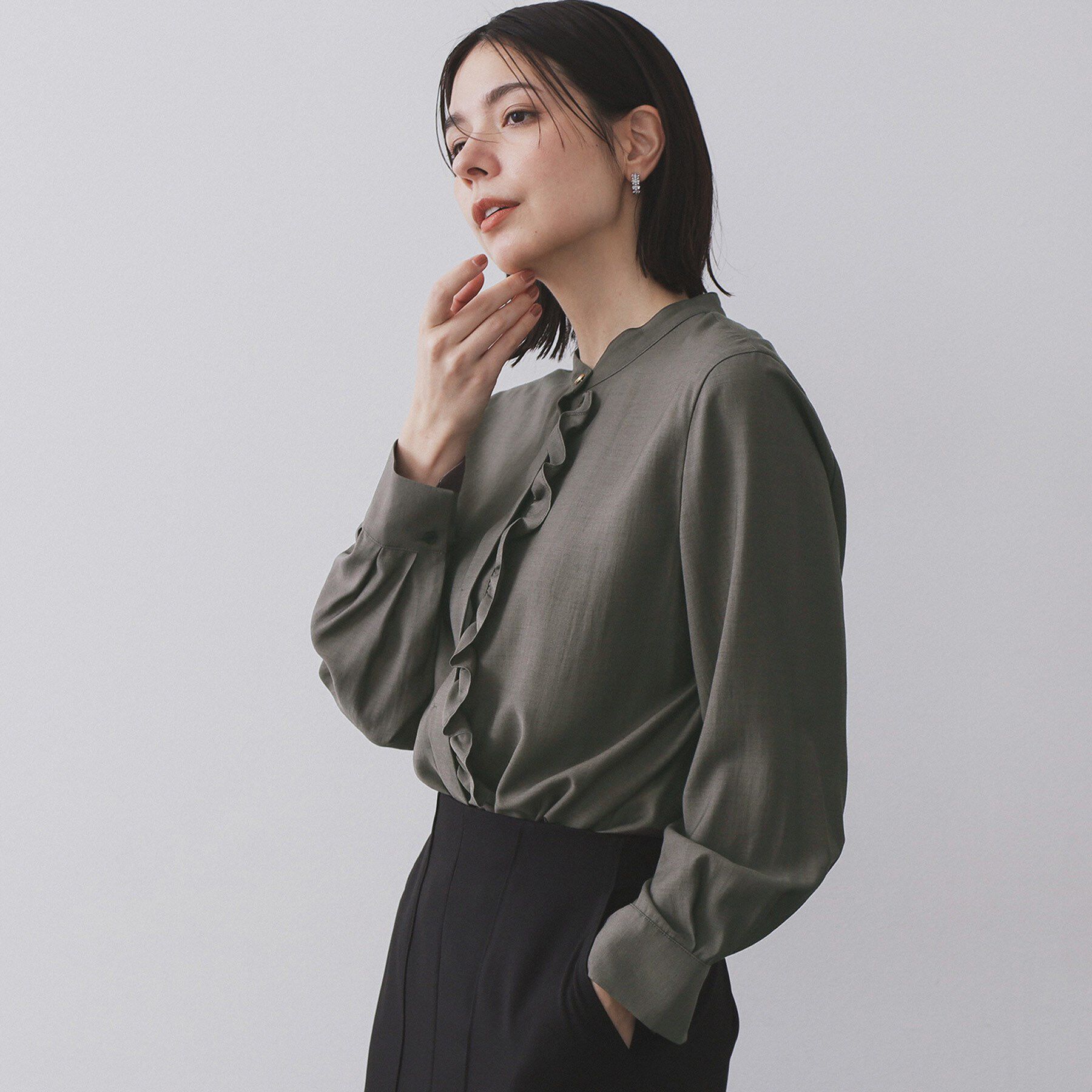 OPAQUE.CLIP「フロントフリルブラウス【洗濯機OK】」|シャツ・ブラウス|