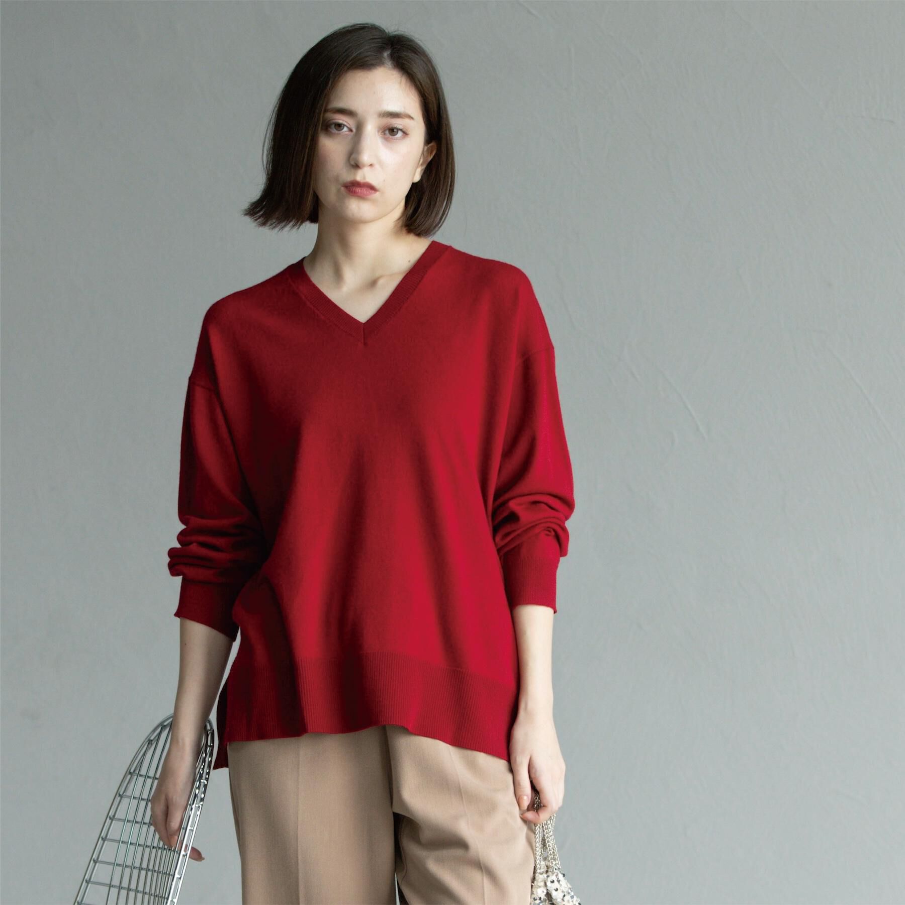 OPAQUE.CLIP「Vネックニット/エクストラファインメリノウール【THEシリーズ/洗濯機OK】」|ニット・セーター|