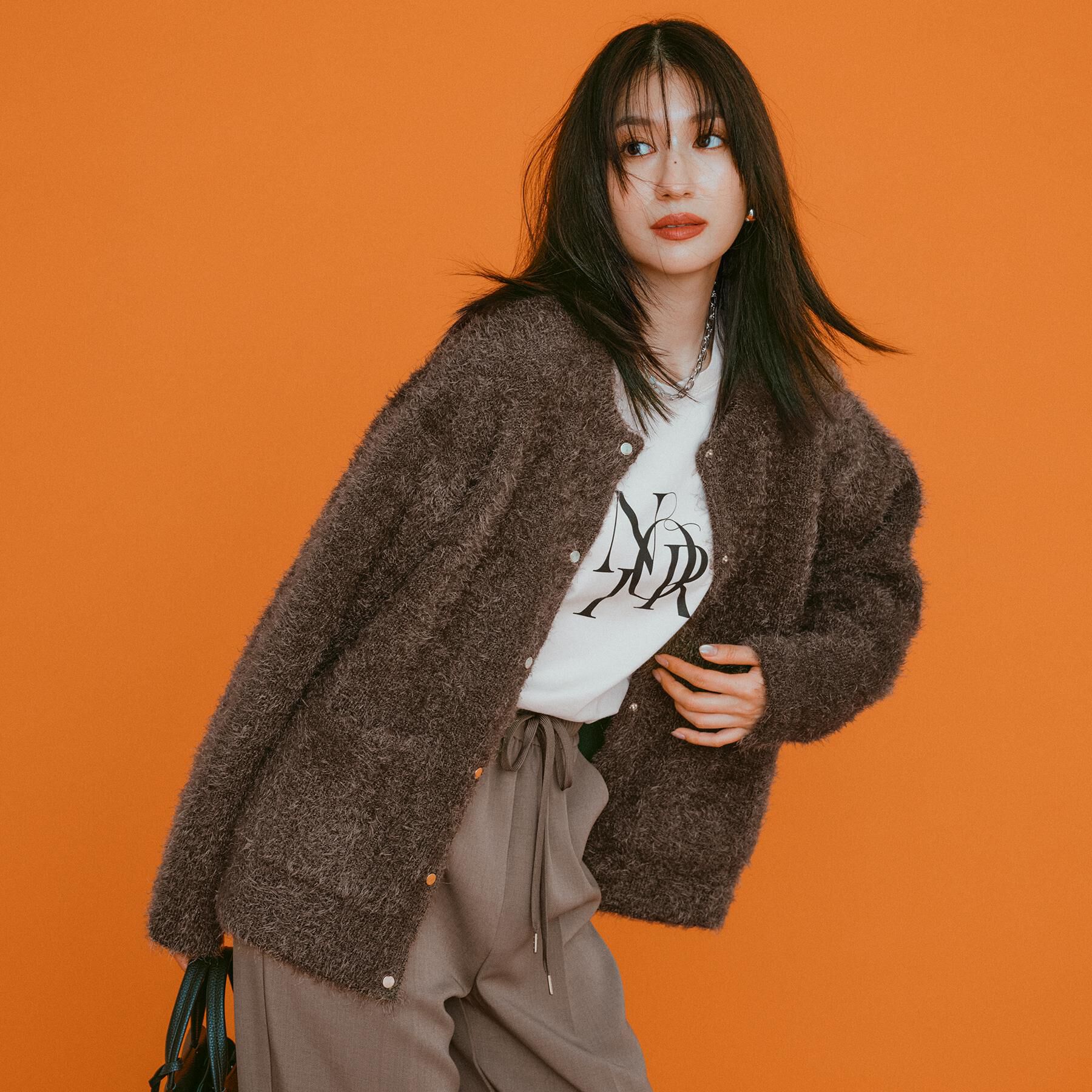 OPAQUE.CLIP「シャギーミドルカーディガン【洗濯機OK】《6col》」|カーディガン|