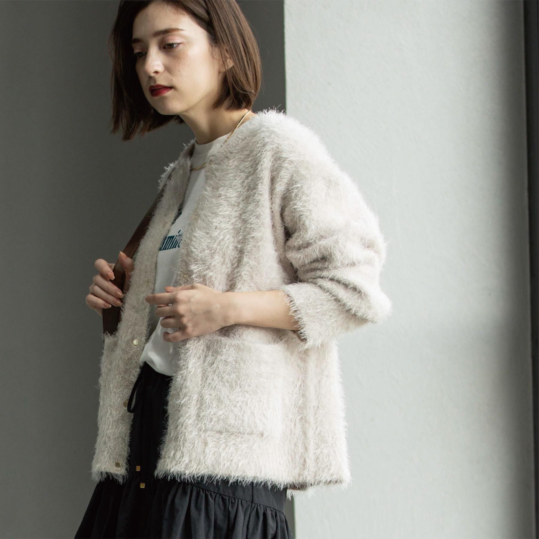 OPAQUE.CLIP「シャギーミドルカーディガン【洗濯機OK】《6col》」|カーディガン|