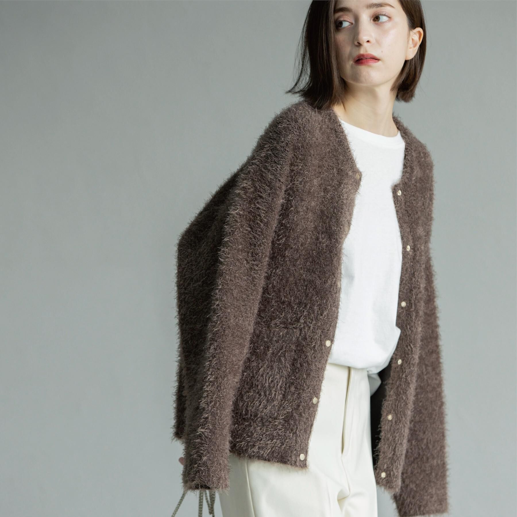 OPAQUE.CLIP「シャギーミドルカーディガン【洗濯機OK】《6col》」|カーディガン|