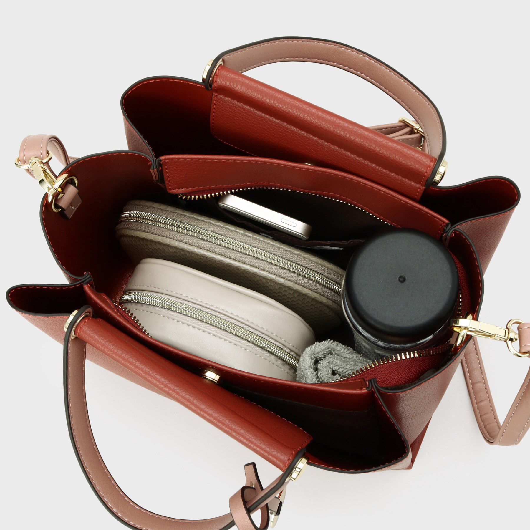 OPAQUE.CLIP「《BAILA掲載》3層仕様バイカラー合皮ミドルトートバッグ【軽量／2WAY】」|トートバッグ|