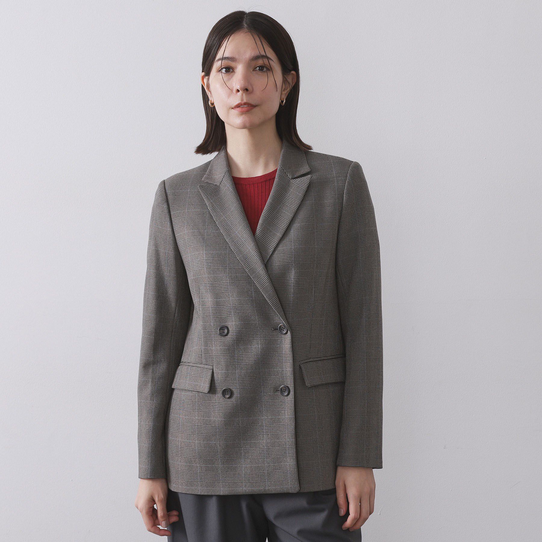 OPAQUE.CLIP「グレンチェックダブルジャケット/セットアップ対応可【洗える】」|テーラードジャケット|