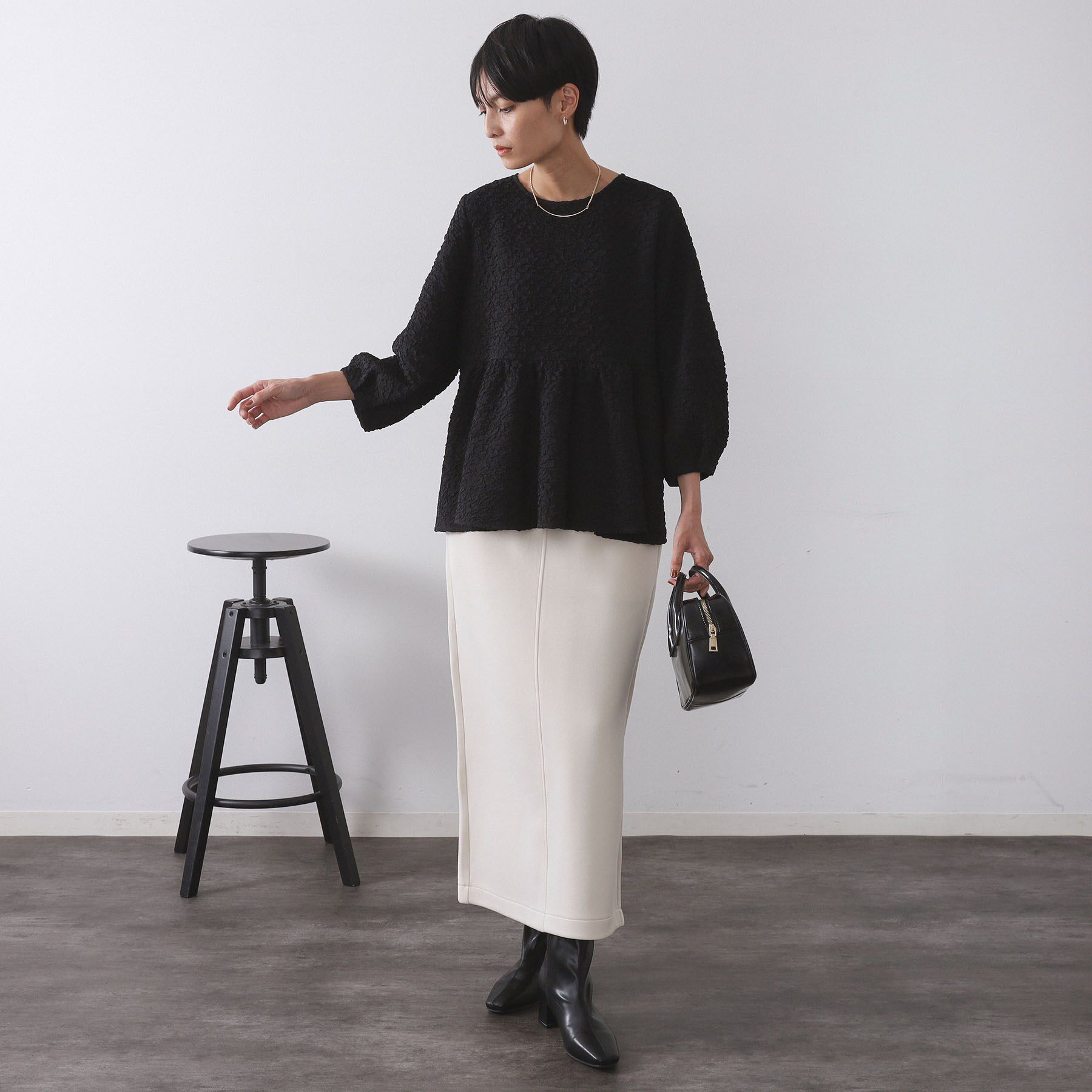 OPAQUE.CLIP「ふくれジャカードペプラムブラウス【洗濯機OK】」|シャツ・ブラウス|