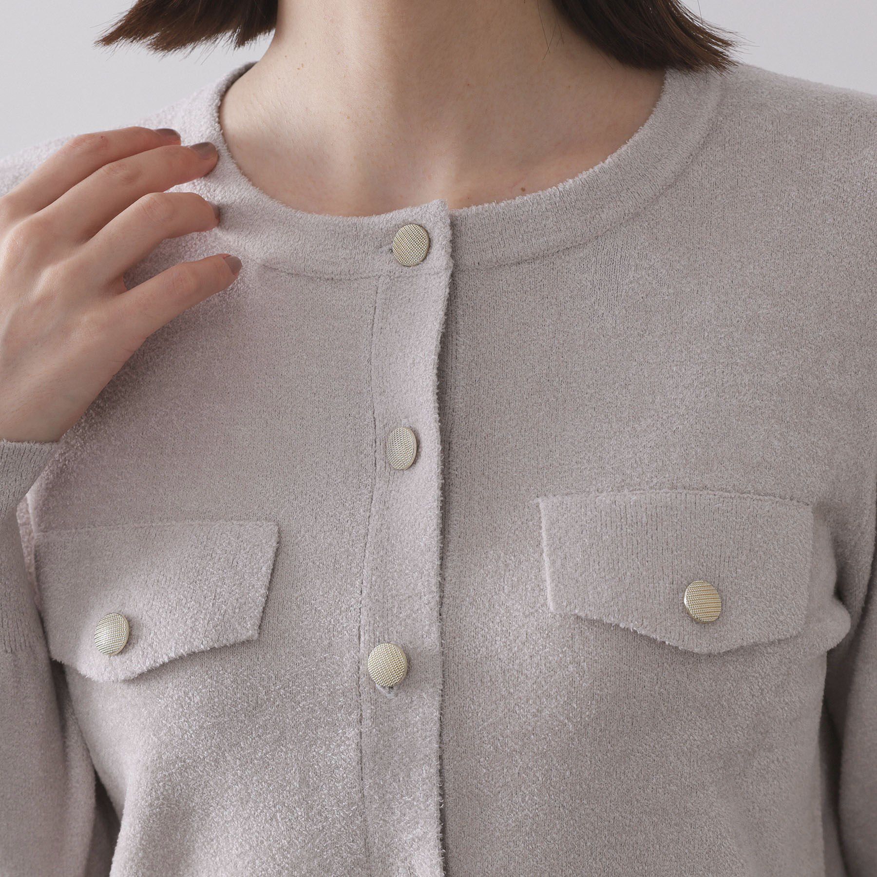 OPAQUE.CLIP「モールニットクルーカーディガン【洗濯機OK】」|カーディガン|