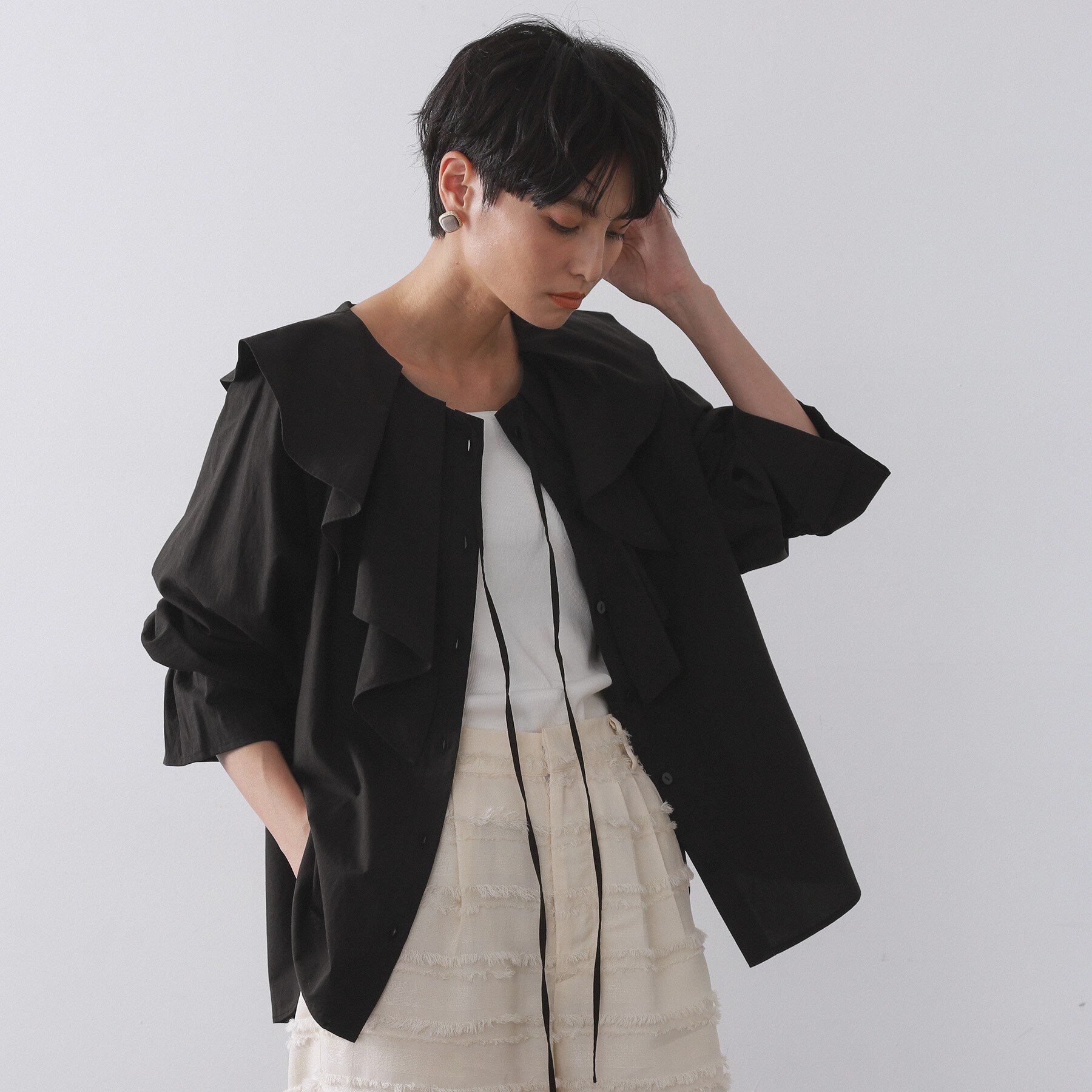 OPAQUE.CLIP「ラッフルフリルブラウス【洗濯機OK】」|シャツ・ブラウス|