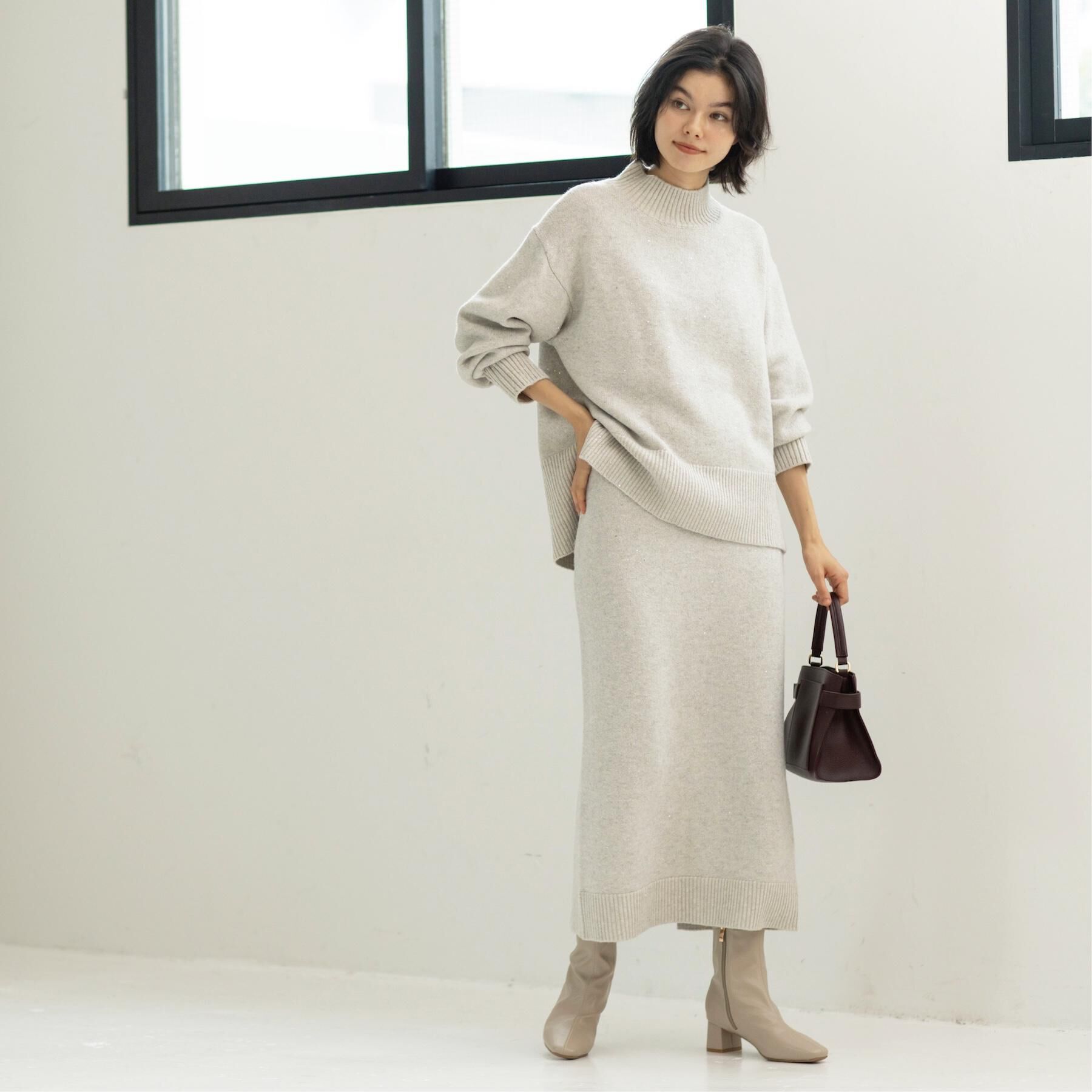 OPAQUE.CLIP「ラメスパンコールナロースカート/セットアップ対応可【洗濯機OK】」|スカート|