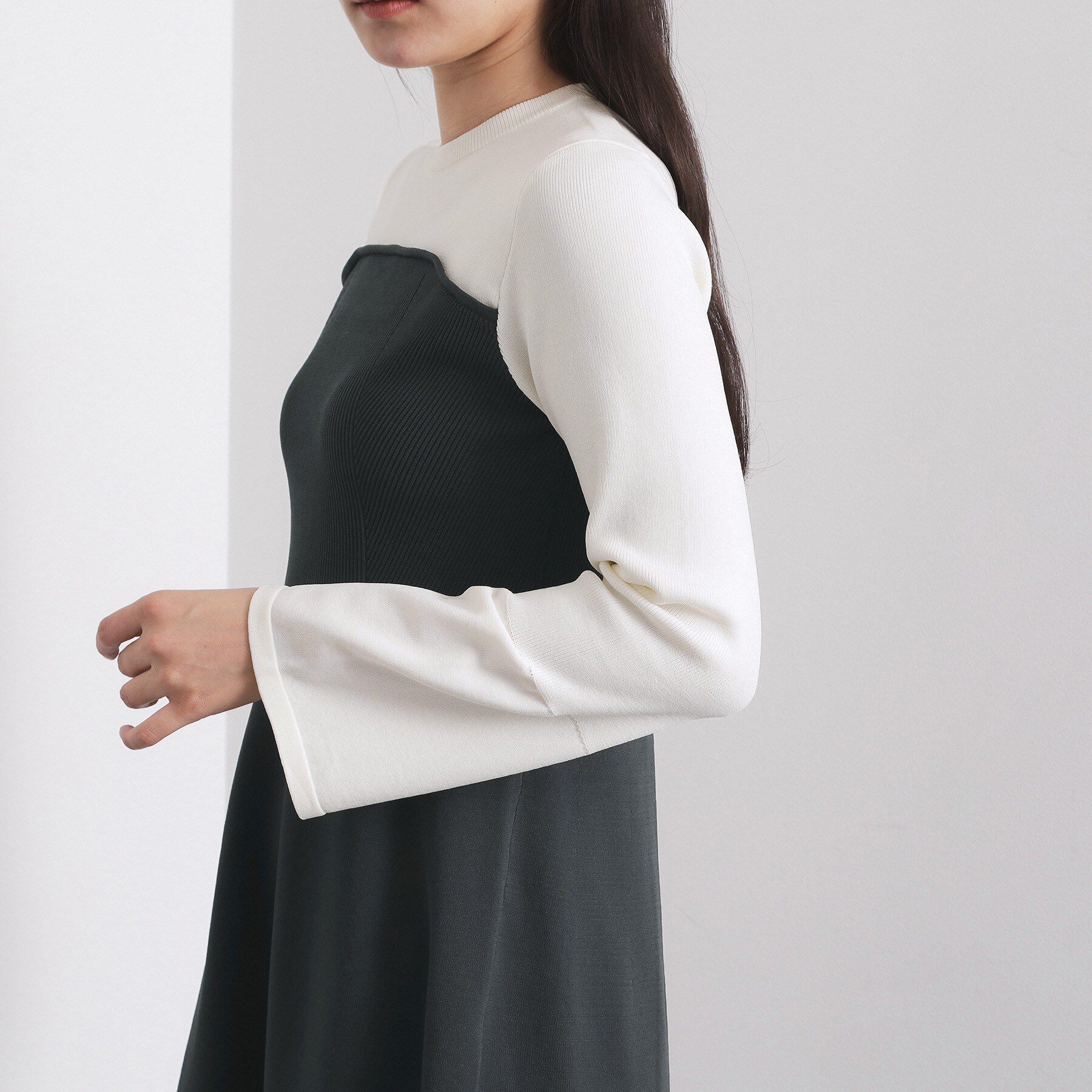 OPAQUE.CLIP「配色ビスチェニットワンピース【洗濯機OK】」|ワンピース|