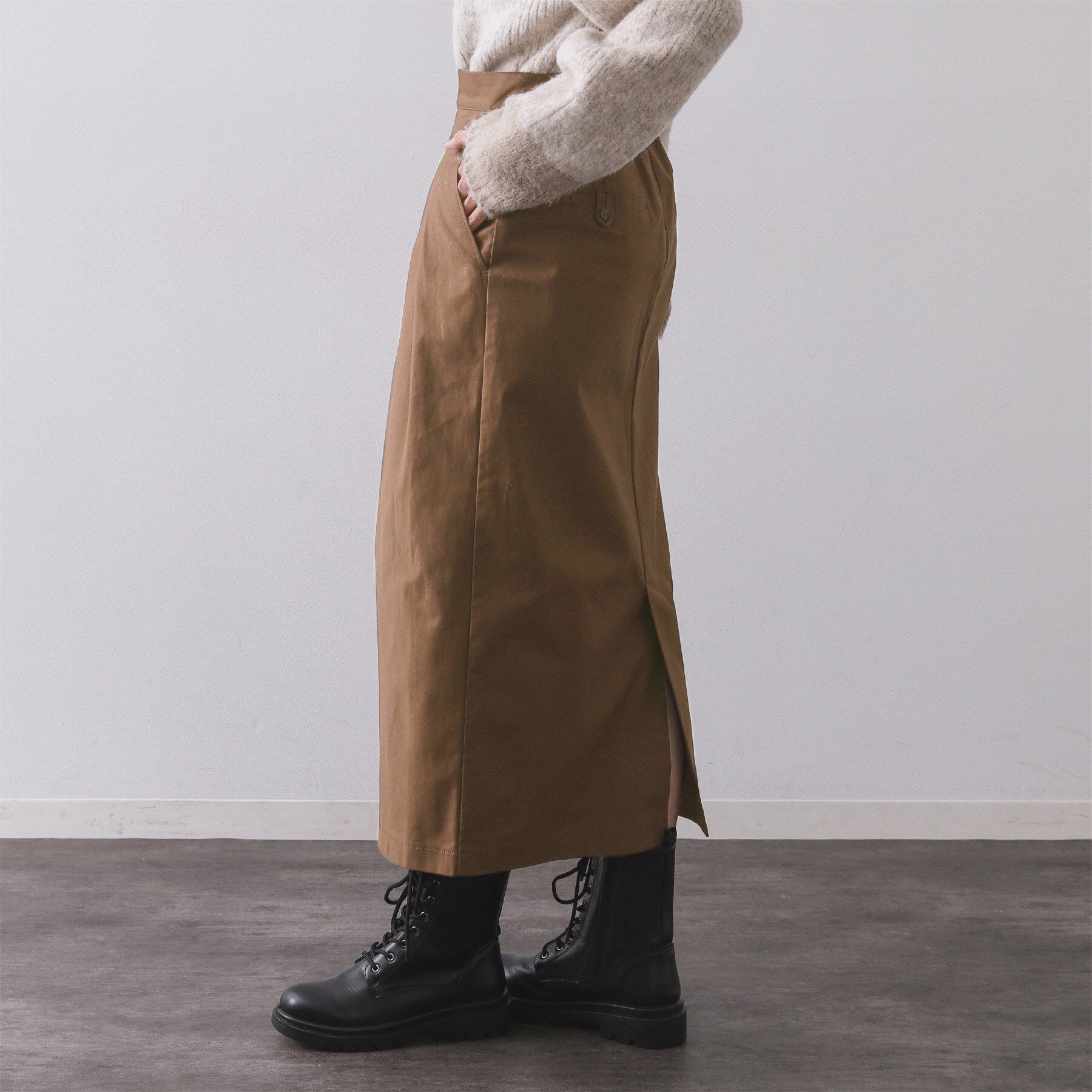 OPAQUE.CLIP「ストレッチタックナロースカート【洗濯機OK】」|スカート|