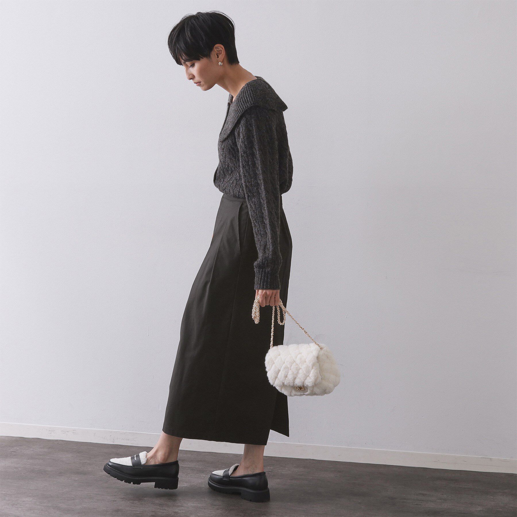 OPAQUE.CLIP「ストレッチタックナロースカート【洗濯機OK】」|スカート|