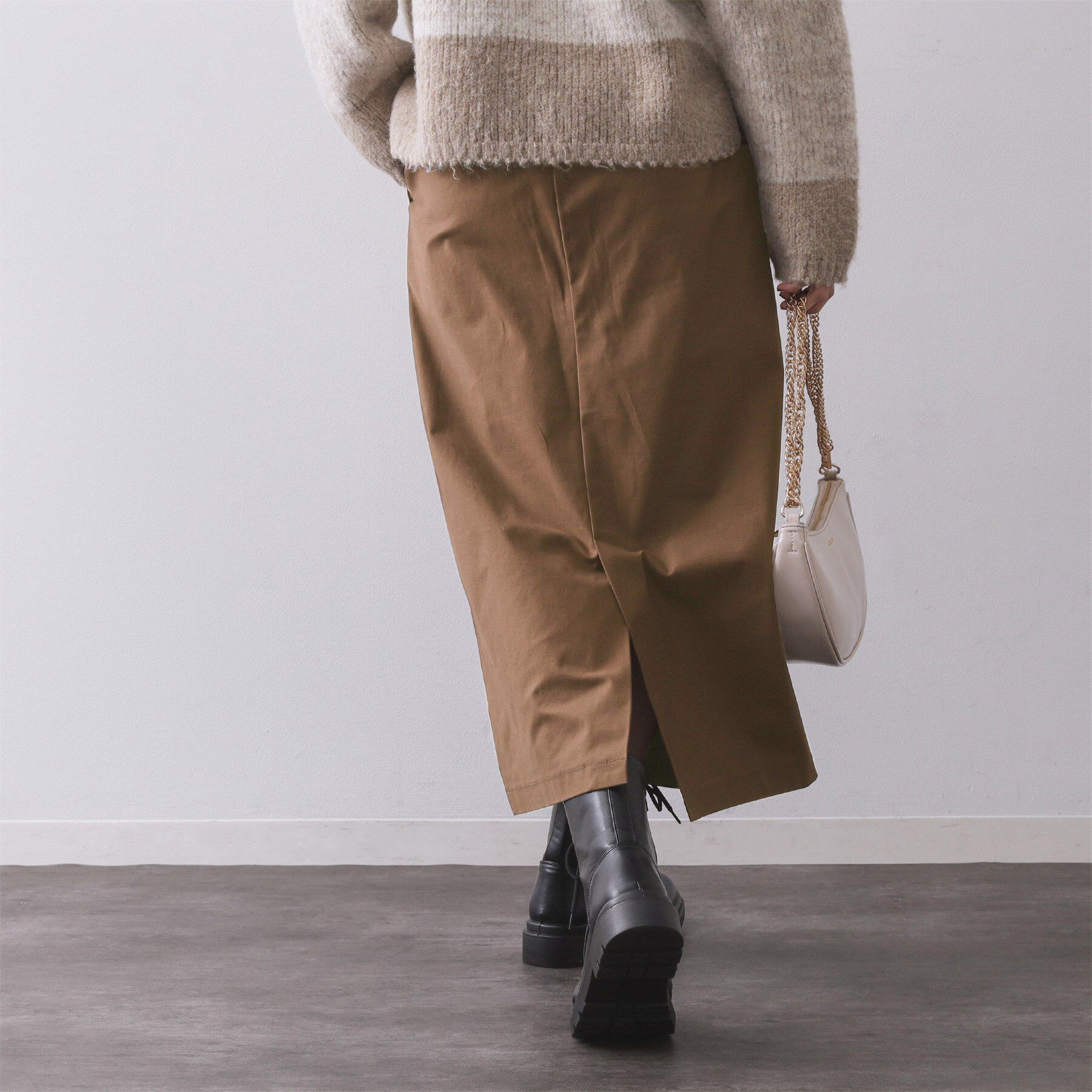 OPAQUE.CLIP「ストレッチタックナロースカート【洗濯機OK】」|スカート|