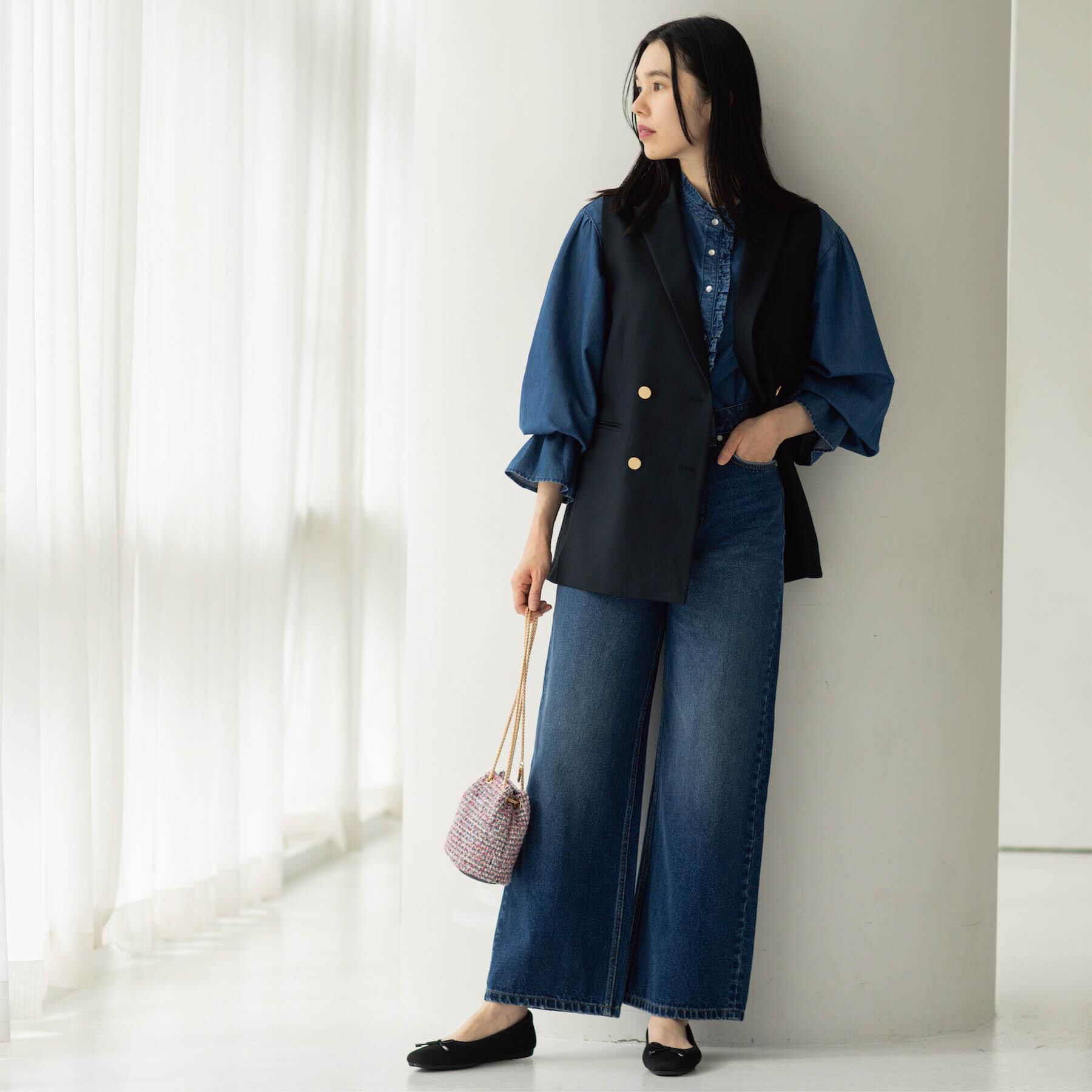 OPAQUE.CLIP「ワイドストレートデニムパンツ【洗濯機OK】《S～LL》」|デニム|