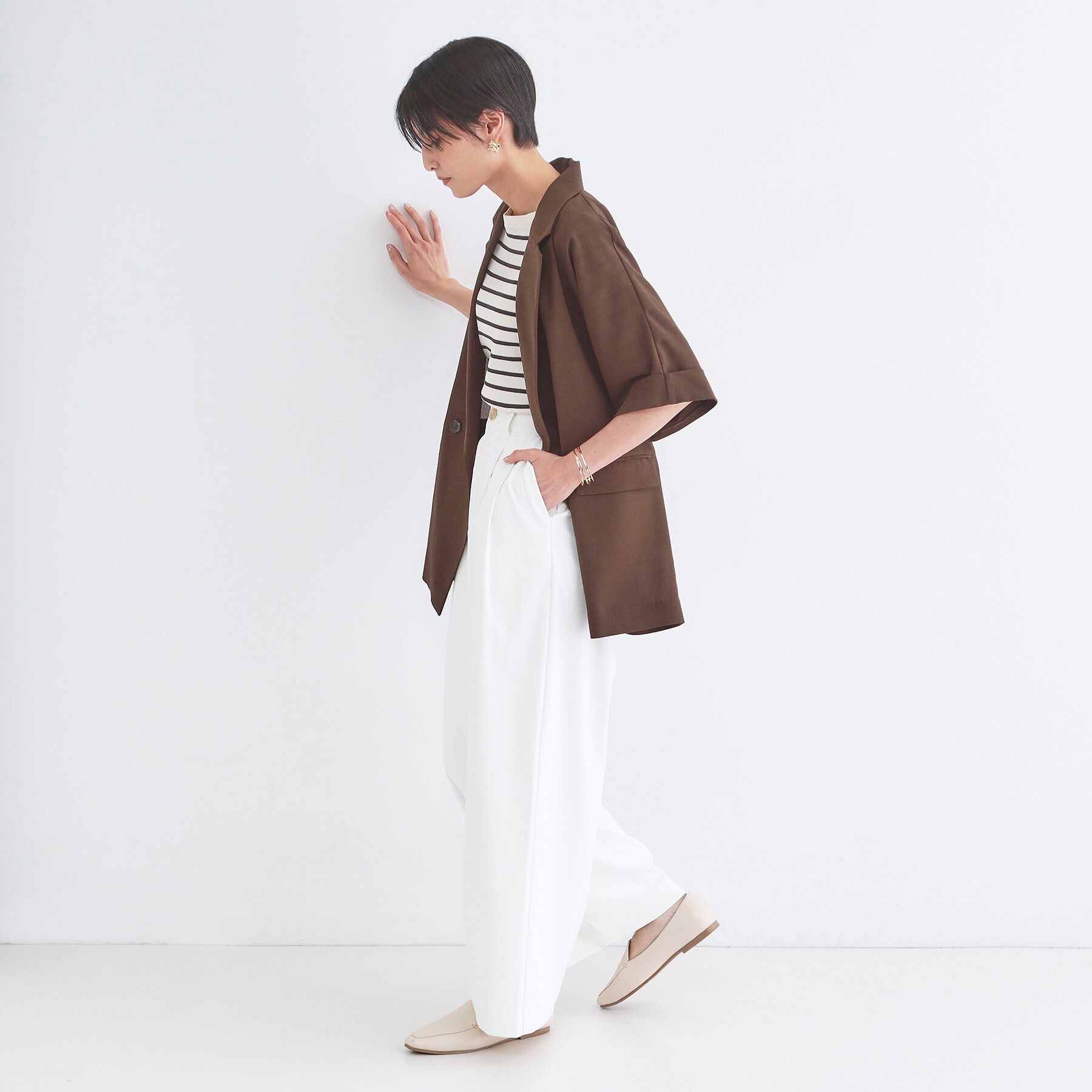 OPAQUE.CLIP「【接触冷感】リネンライクテーラードジャケット《吸水速乾/防シワ/洗濯機OK》」|テーラードジャケット|