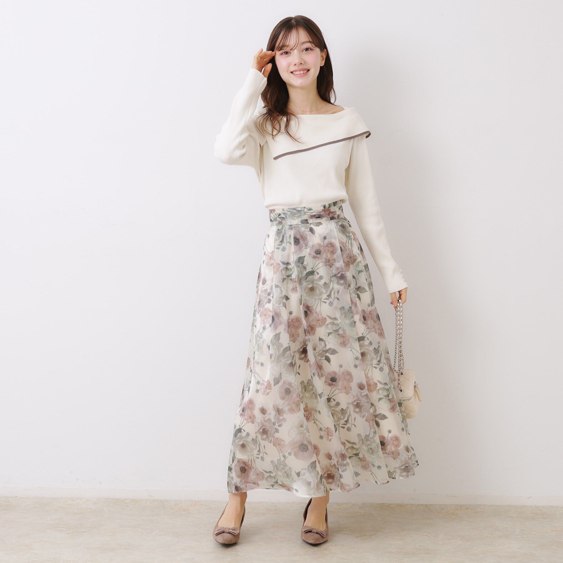 Couture broach「【華奢見え・フェミニン】変形カラーリブニット」|ニット・セーター|