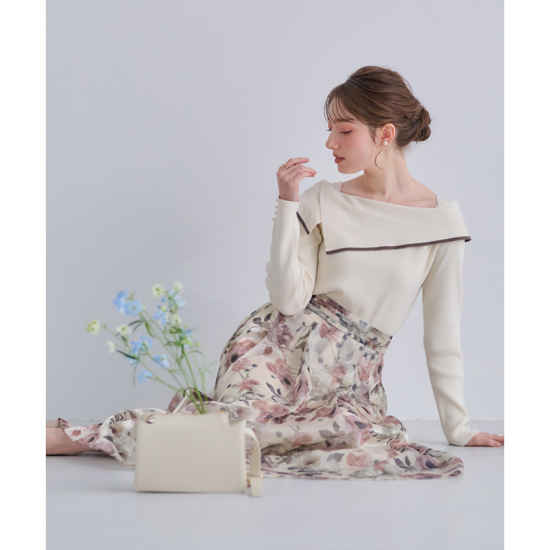 Couture broach「【華奢見え・フェミニン】変形カラーリブニット」|ニット・セーター|