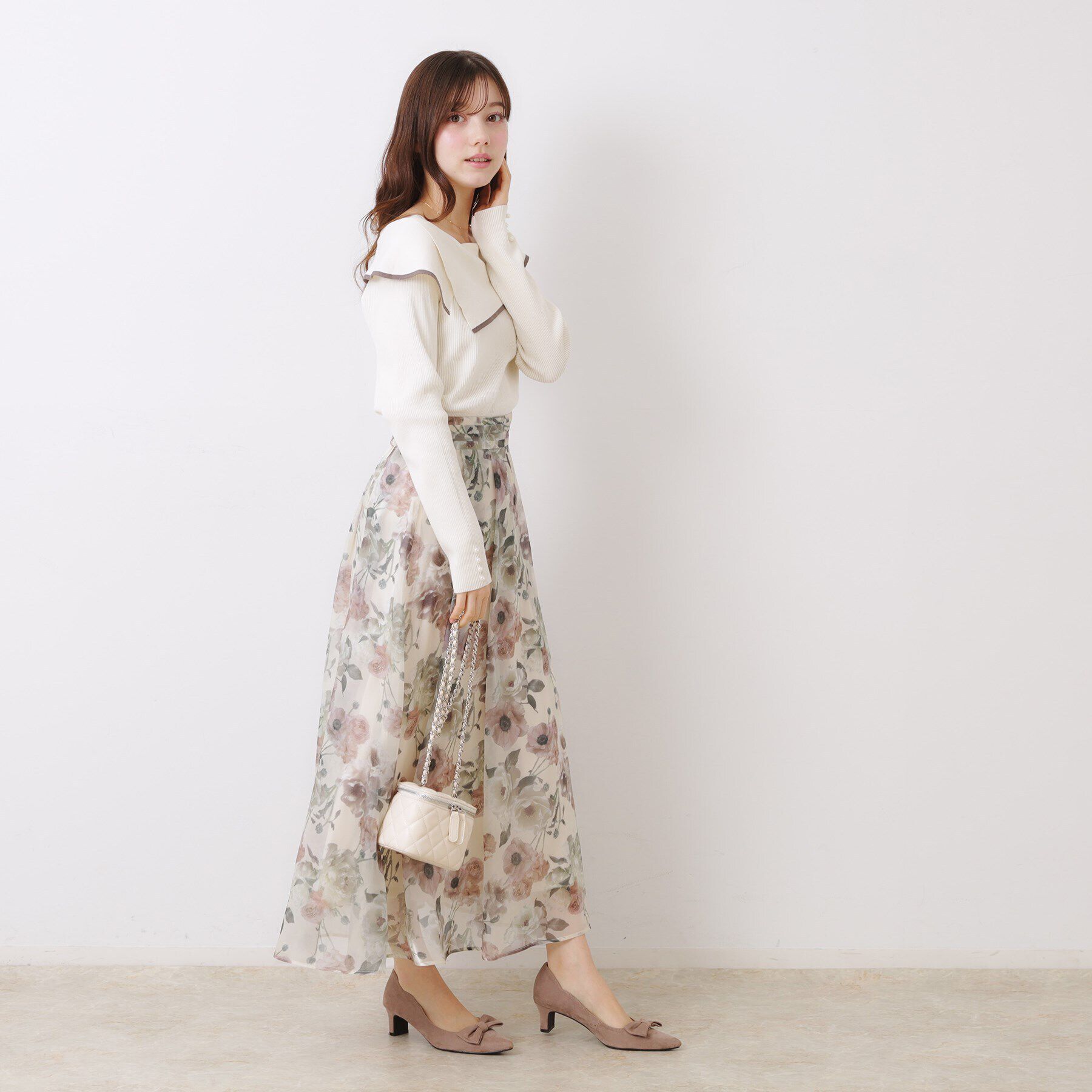 Couture broach「【華奢見え・フェミニン】変形カラーリブニット」|ニット・セーター|