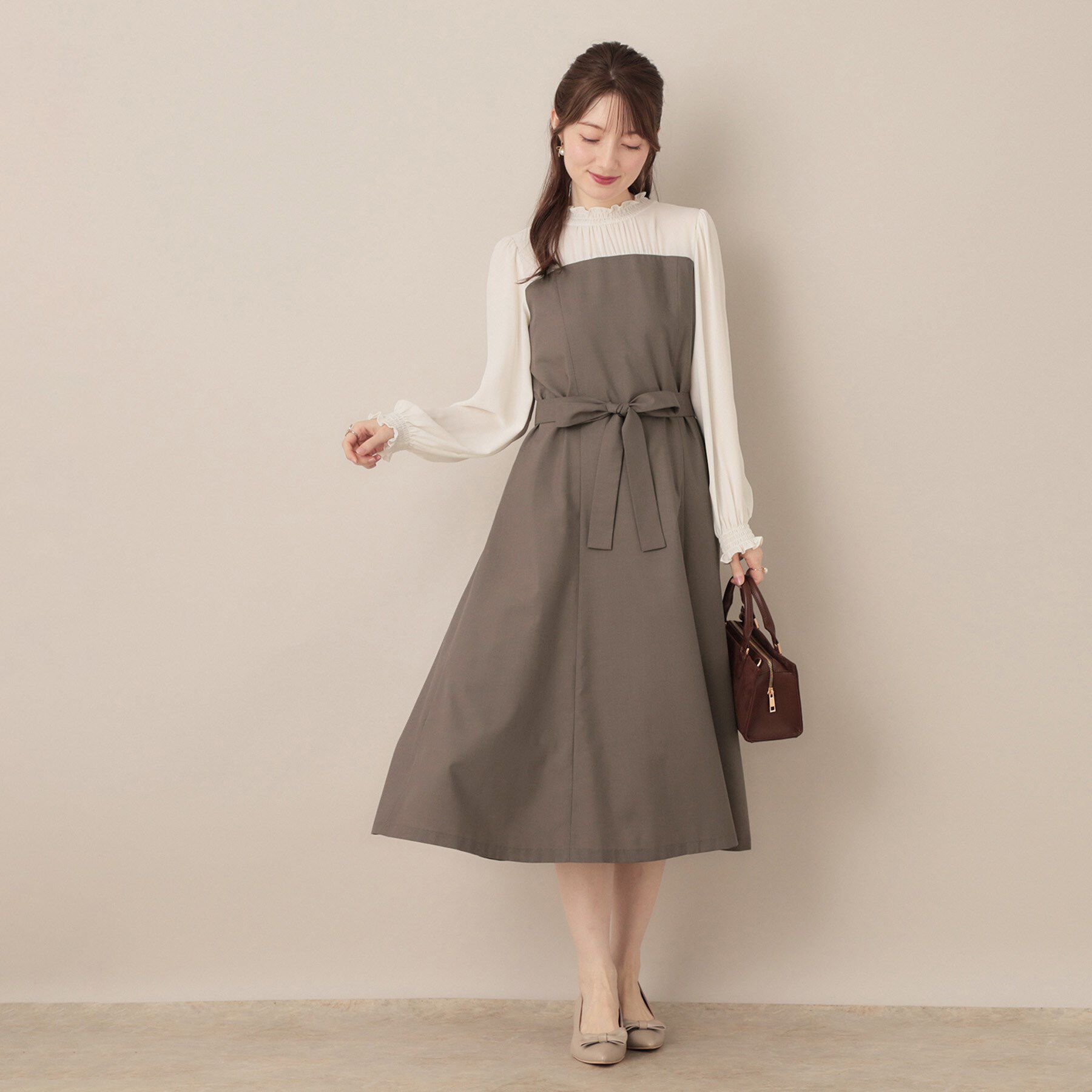 Couture broach「【レイヤード風・きれいめ・通勤】ドッキングベアワンピース」|ワンピース|