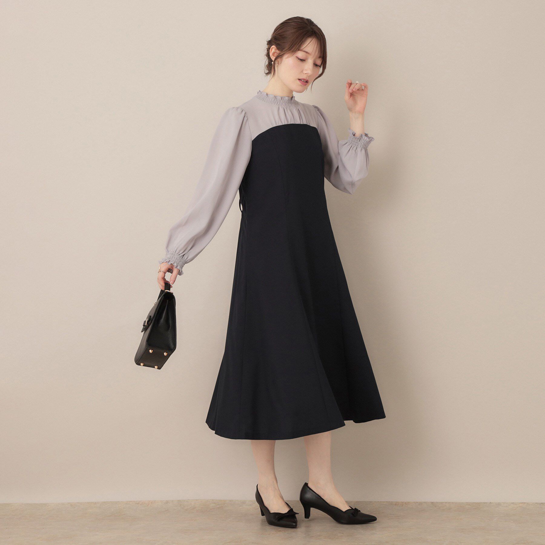 Couture broach「【レイヤード風・きれいめ・通勤】ドッキングベアワンピース」|ワンピース|