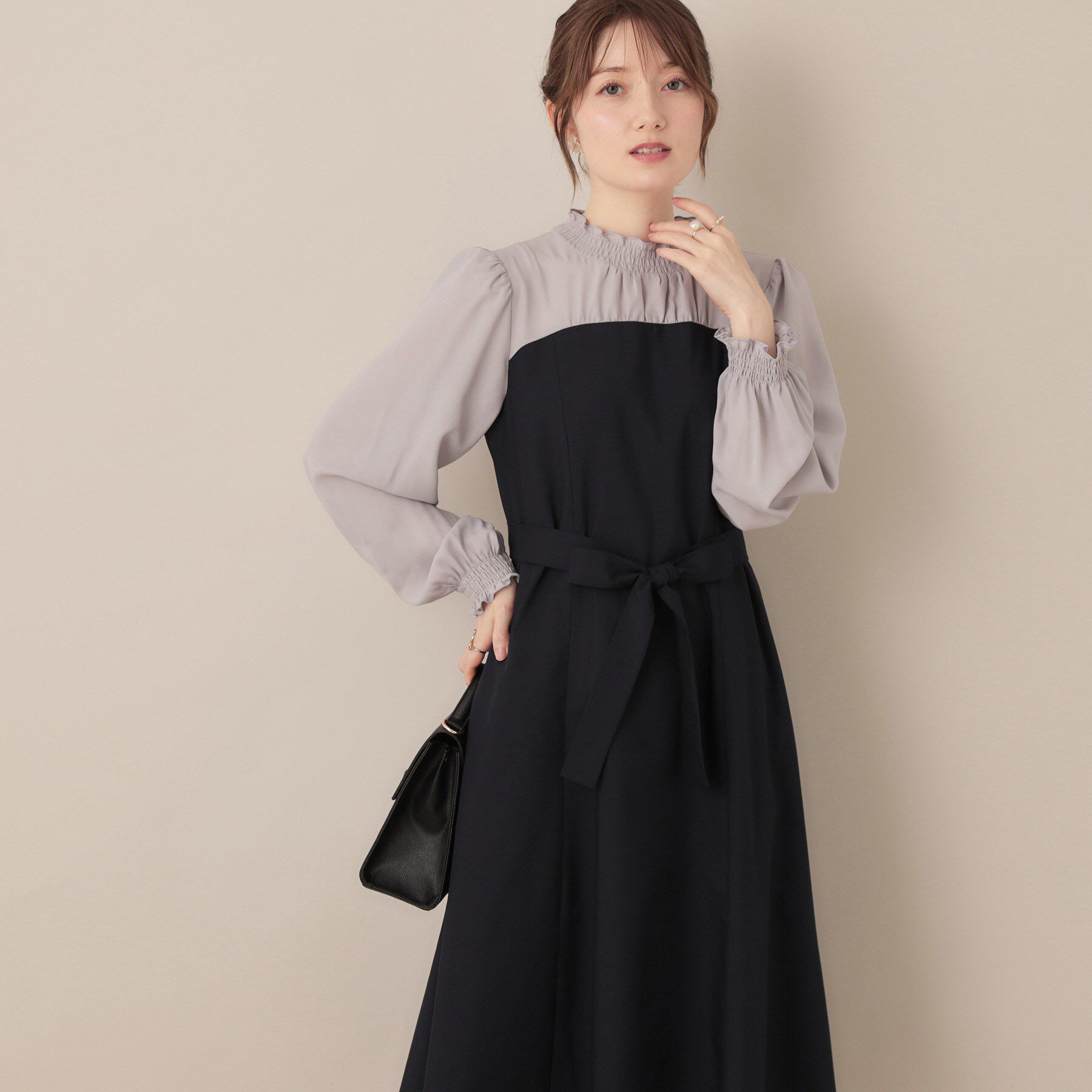 Couture broach「【レイヤード風・きれいめ・通勤】ドッキングベアワンピース」|ワンピース|ネイビー(594)