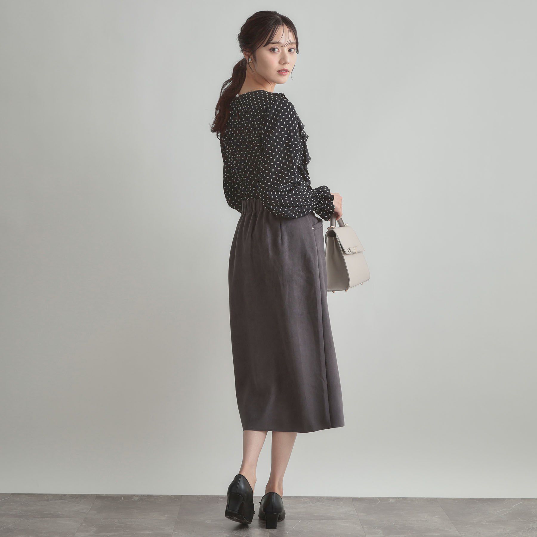 Couture broach「【洗える・ストレッチ・通勤】スエード調ダンボールIラインスカート」|スカート|