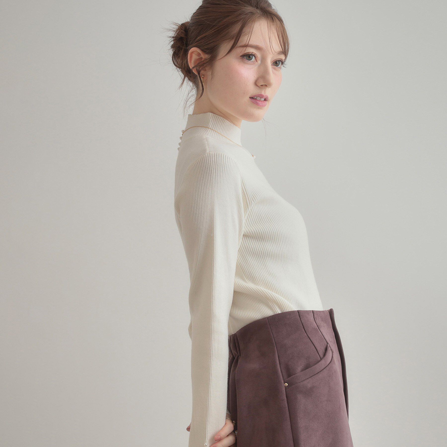 Couture broach「【多機能・フェミニン】パール調リブニット」|ニット・セーター|