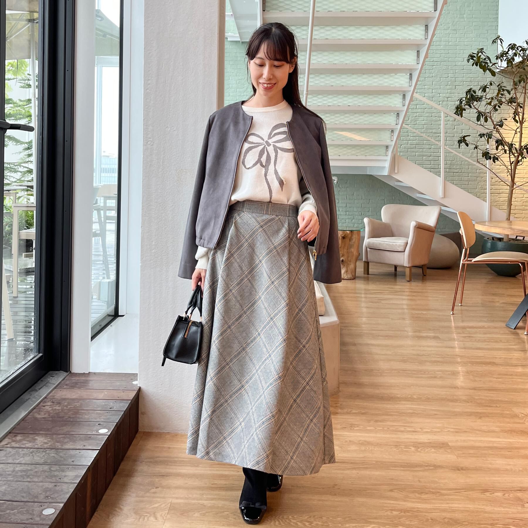 Couture broach「【通勤・大人上品】スエード調ダンボール ノーカラージャケット」|ブルゾン・スタジャン|