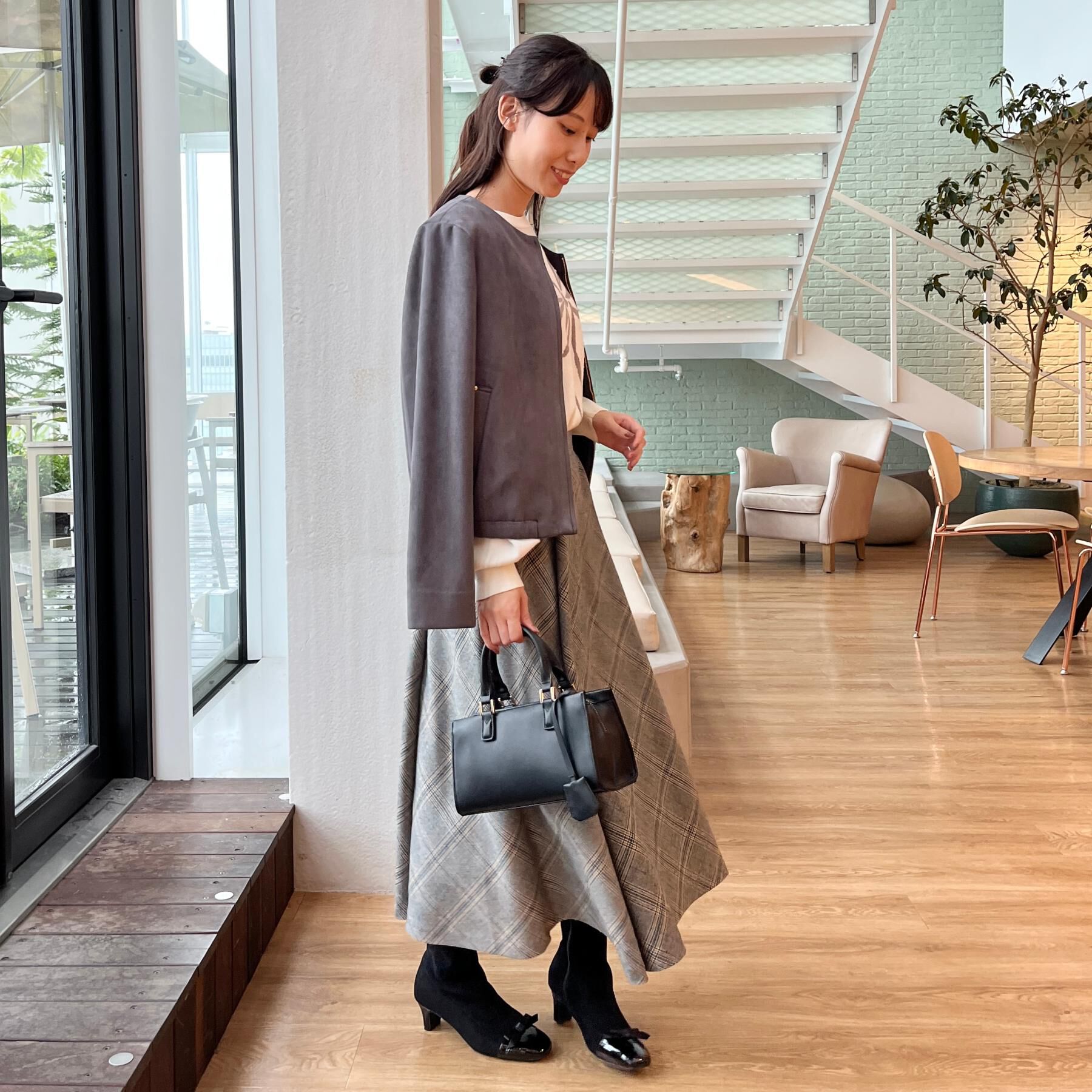 Couture broach「【通勤・大人上品】スエード調ダンボール ノーカラージャケット」|ブルゾン・スタジャン|