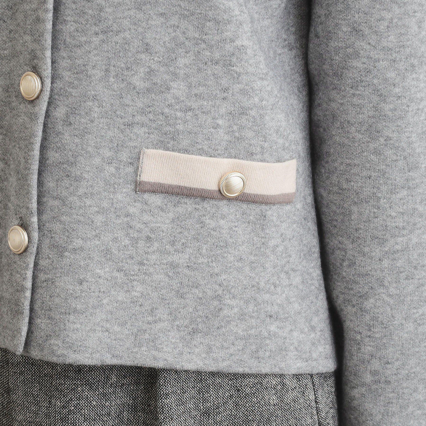 Couture broach「【通勤・大人上品】ムースタッチジャカード 配色スカラカーディ」|カーディガン|