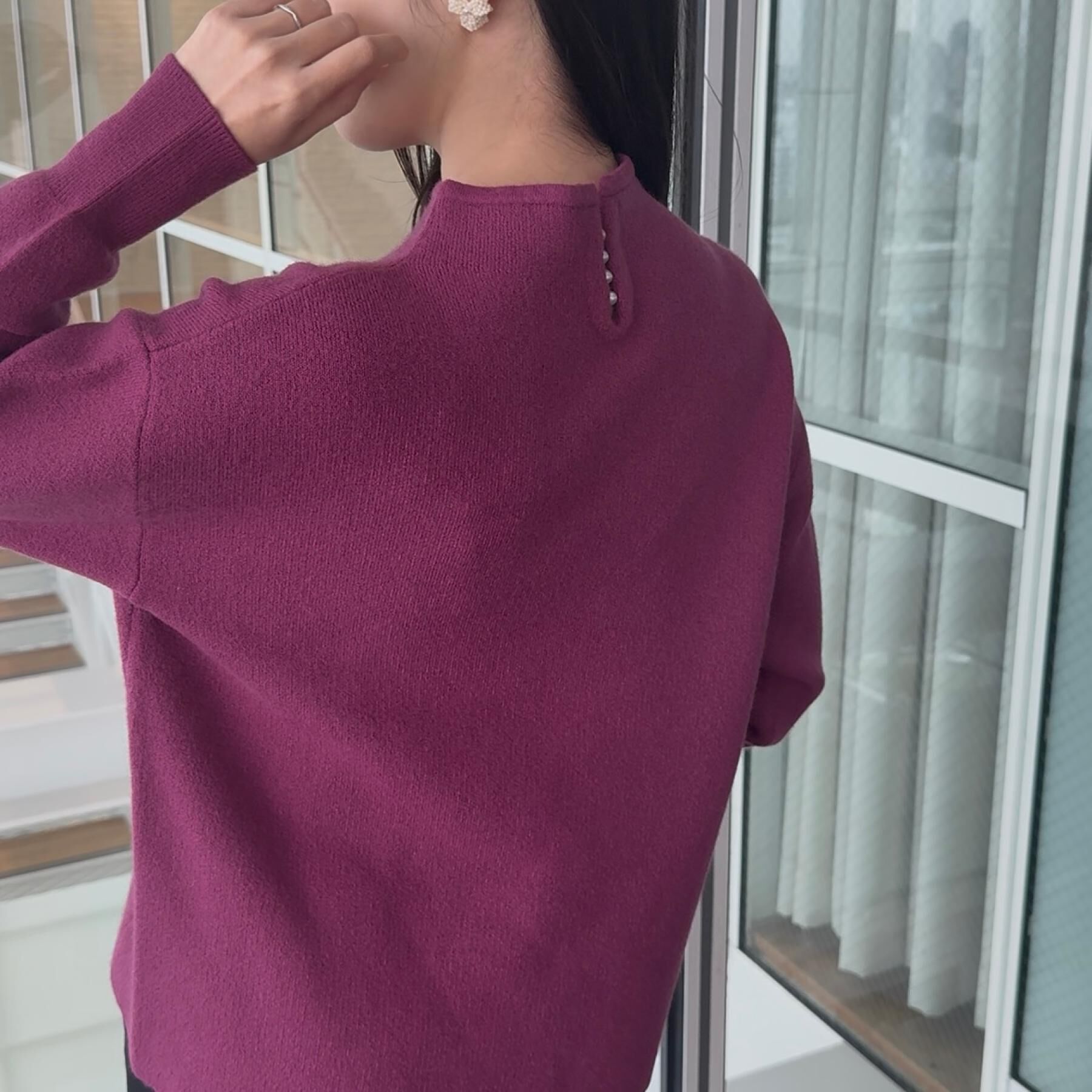 Couture broach「【ゆるふわ・通勤】リッシュアンゴラ バックパール調ニット」|ニット・セーター|