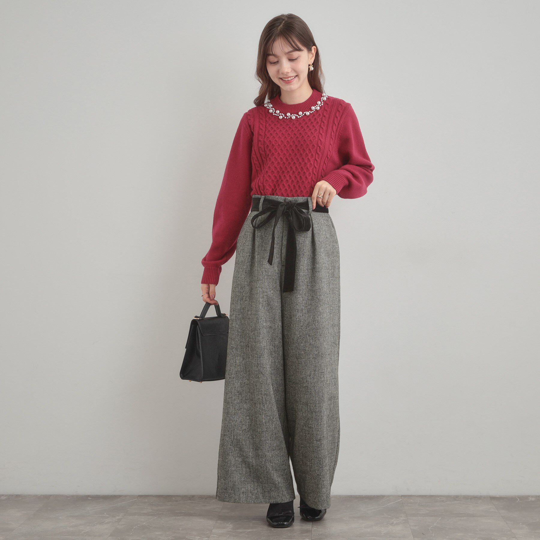 Couture broach「【上品華やか・通勤】ラメツイード ワイドパンツ」|その他|