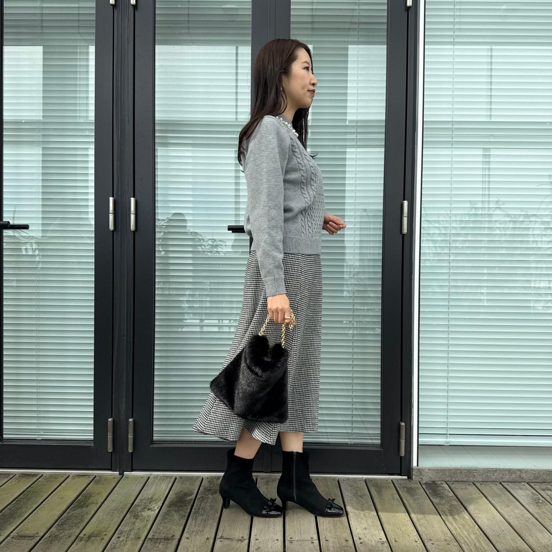 Couture broach「【きれいめ】パール調デザイン アラン柄ニット」|ニット・セーター|