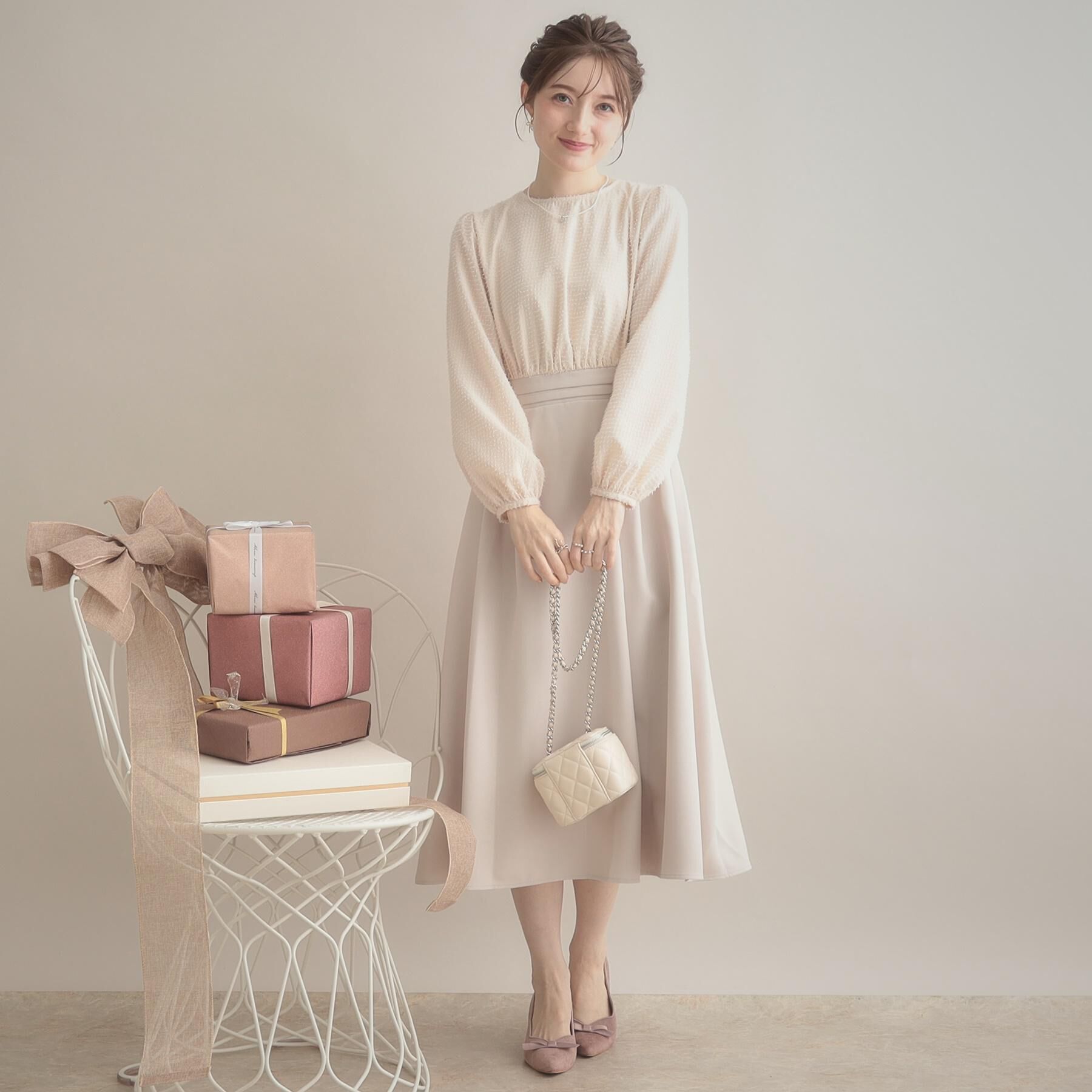 Couture broach「【通勤・ラメジャカード】ドッキングワンピース」|ワンピース|