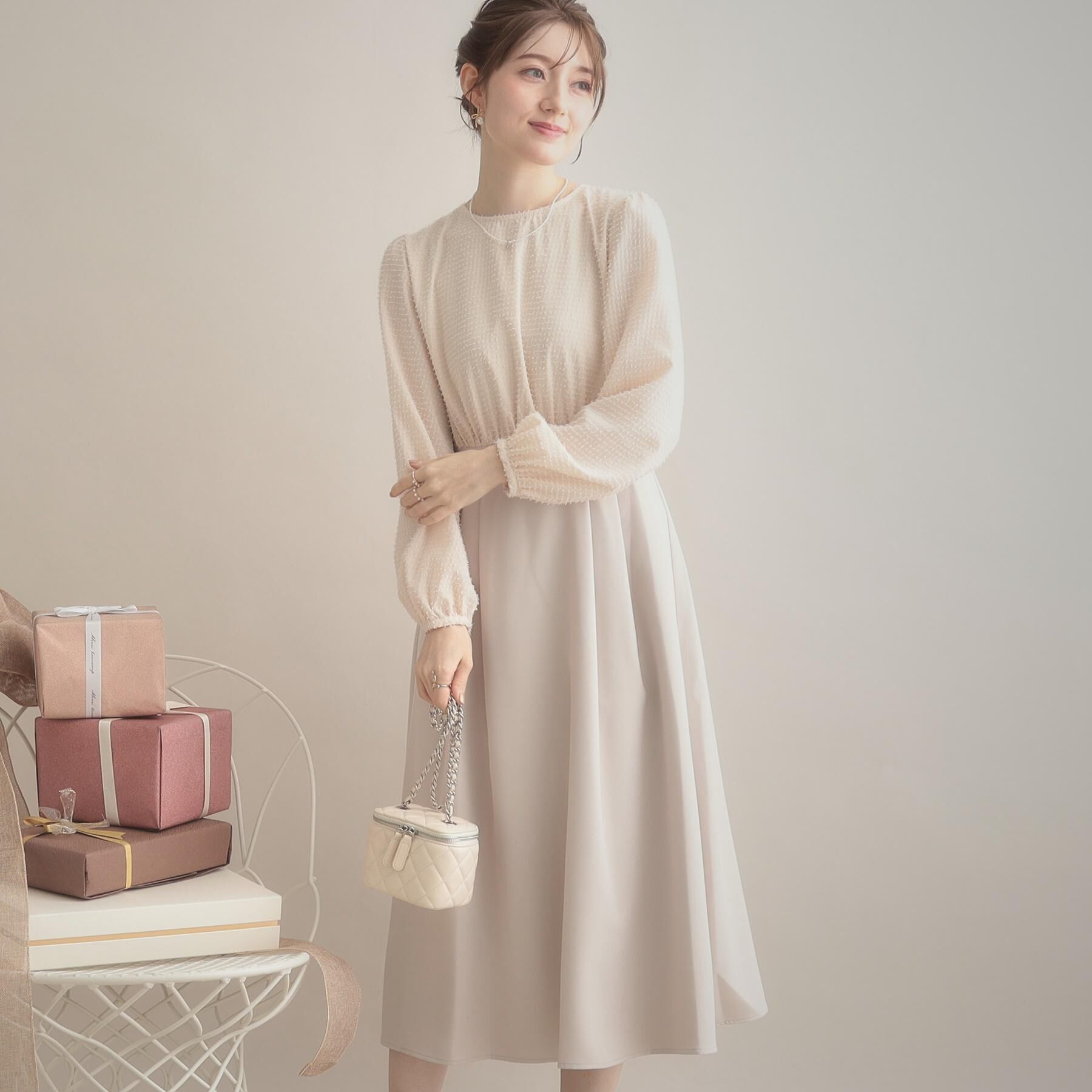 Couture broach「【通勤・ラメジャカード】ドッキングワンピース」|ワンピース|