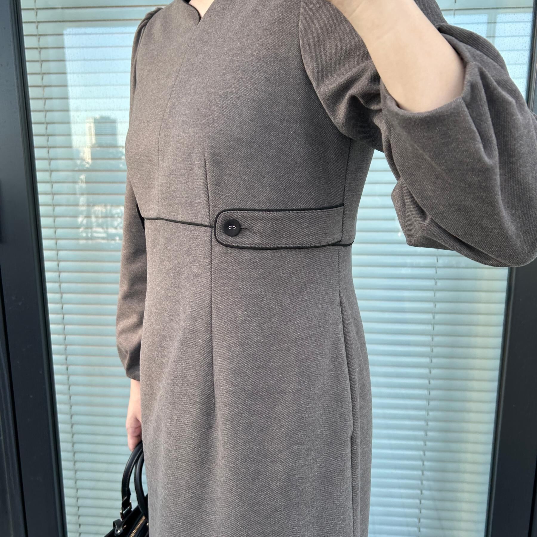 Couture broach「【通勤・起毛ポンチ】配色Aラインワンピース」|ワンピース|