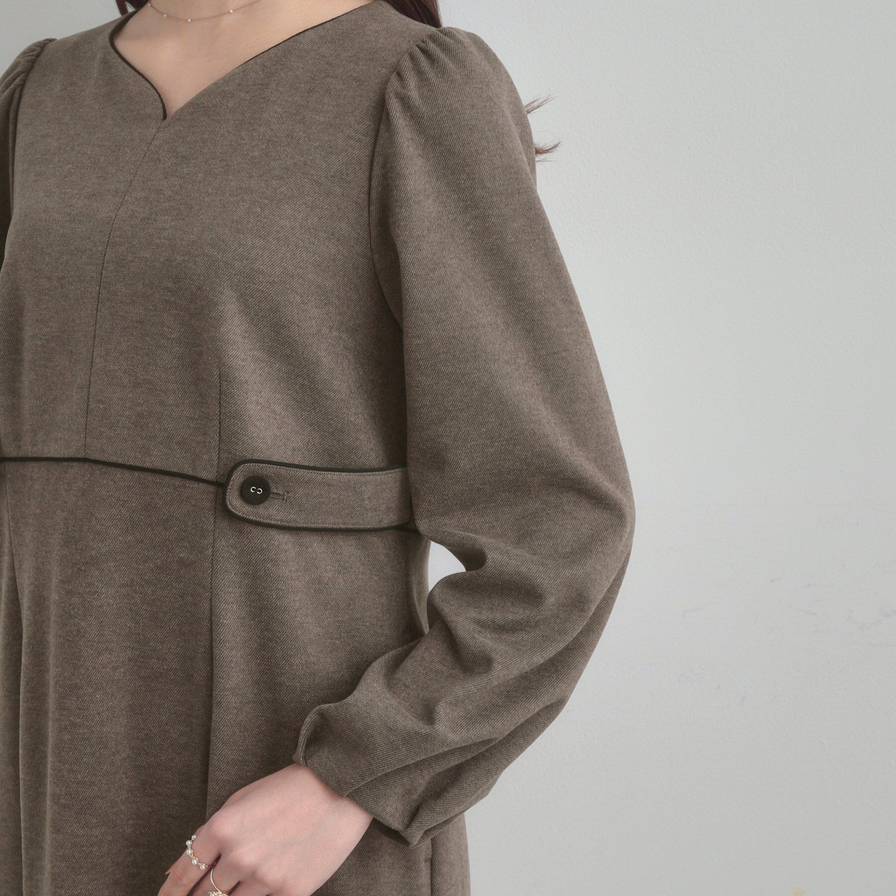 Couture broach「【通勤・起毛ポンチ】配色Aラインワンピース」|ワンピース|