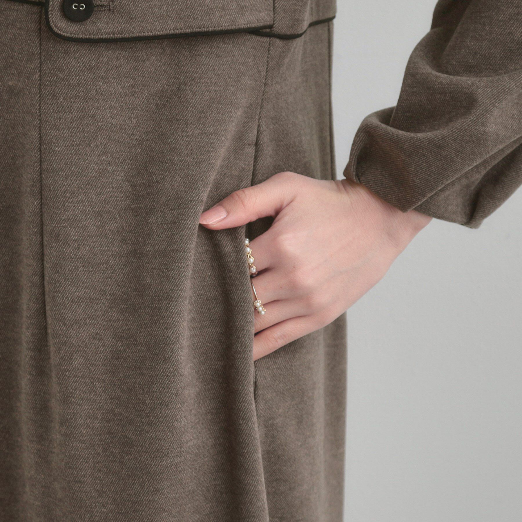 Couture broach「【通勤・起毛ポンチ】配色Aラインワンピース」|ワンピース|