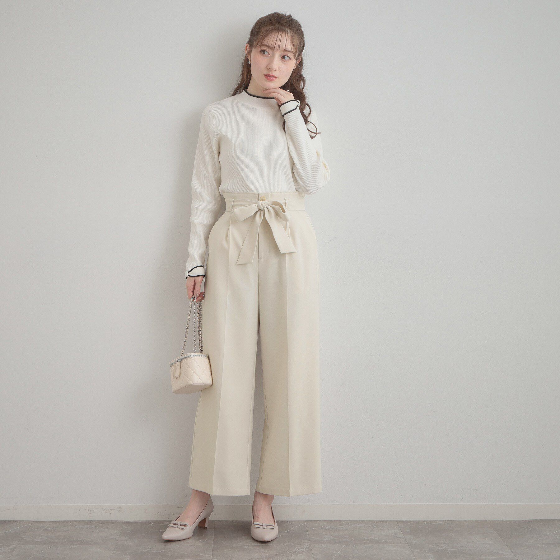 Couture broach「【洗える・通勤】ウエストリボン サスペンダー付きワイドパンツ」|その他|