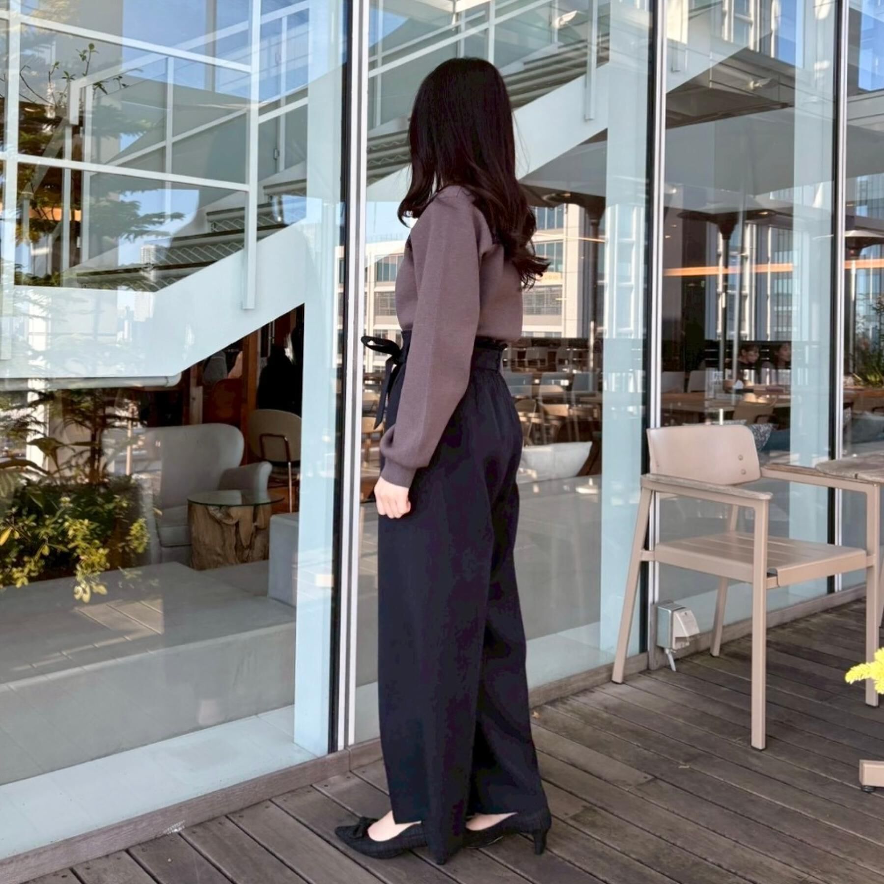 Couture broach「【洗える・通勤】ウエストリボン サスペンダー付きワイドパンツ」|その他|