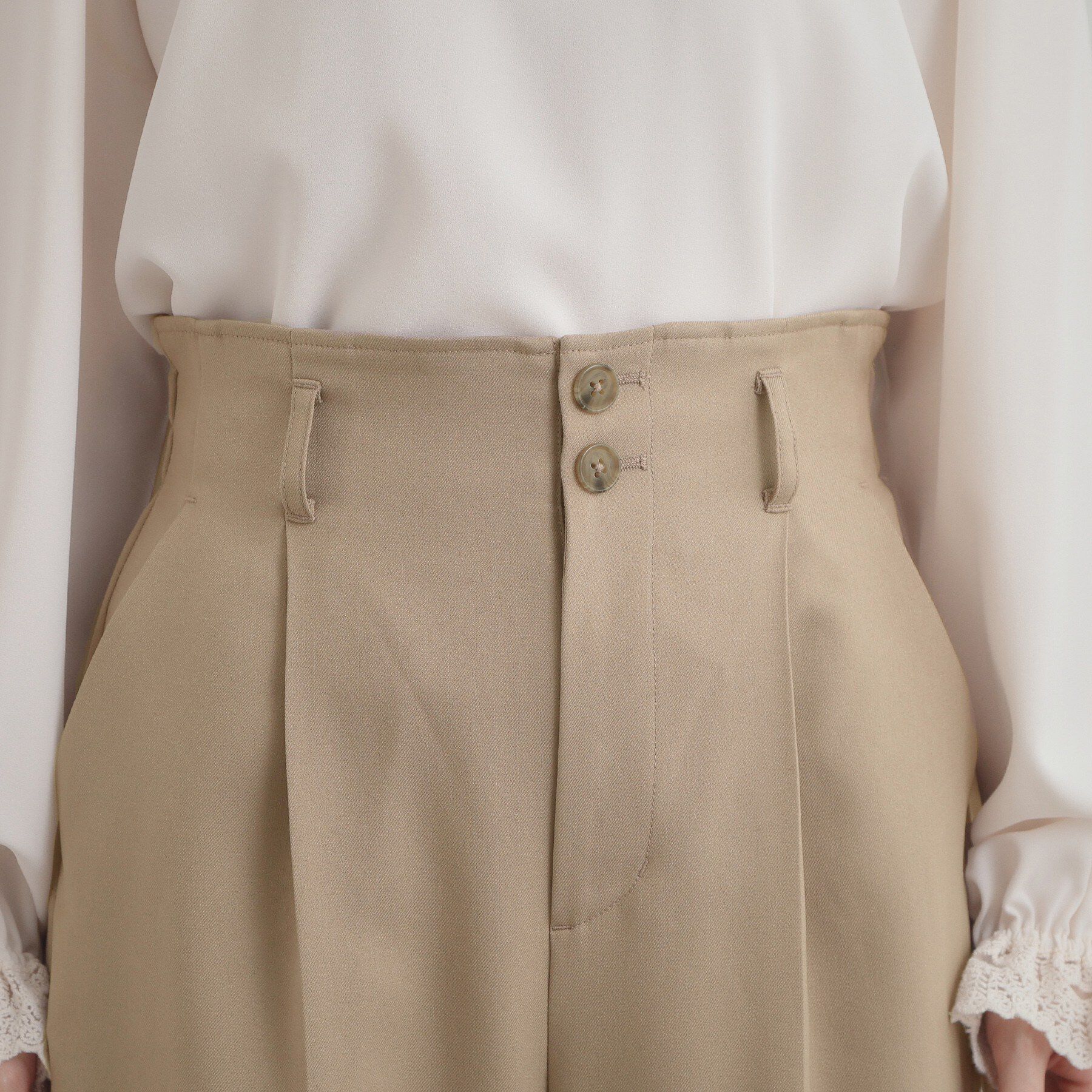 Couture broach「【洗える・通勤】ウエストリボン サスペンダー付きワイドパンツ」|その他|