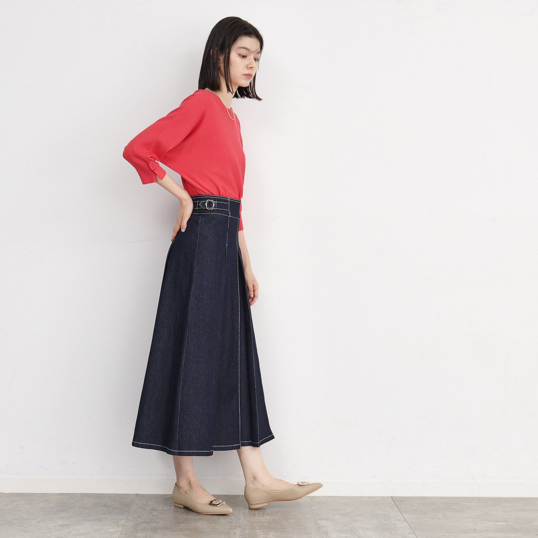 THE SHOP TK「シーズンレスで使える デニムタックスカート/洗える」|スカート|